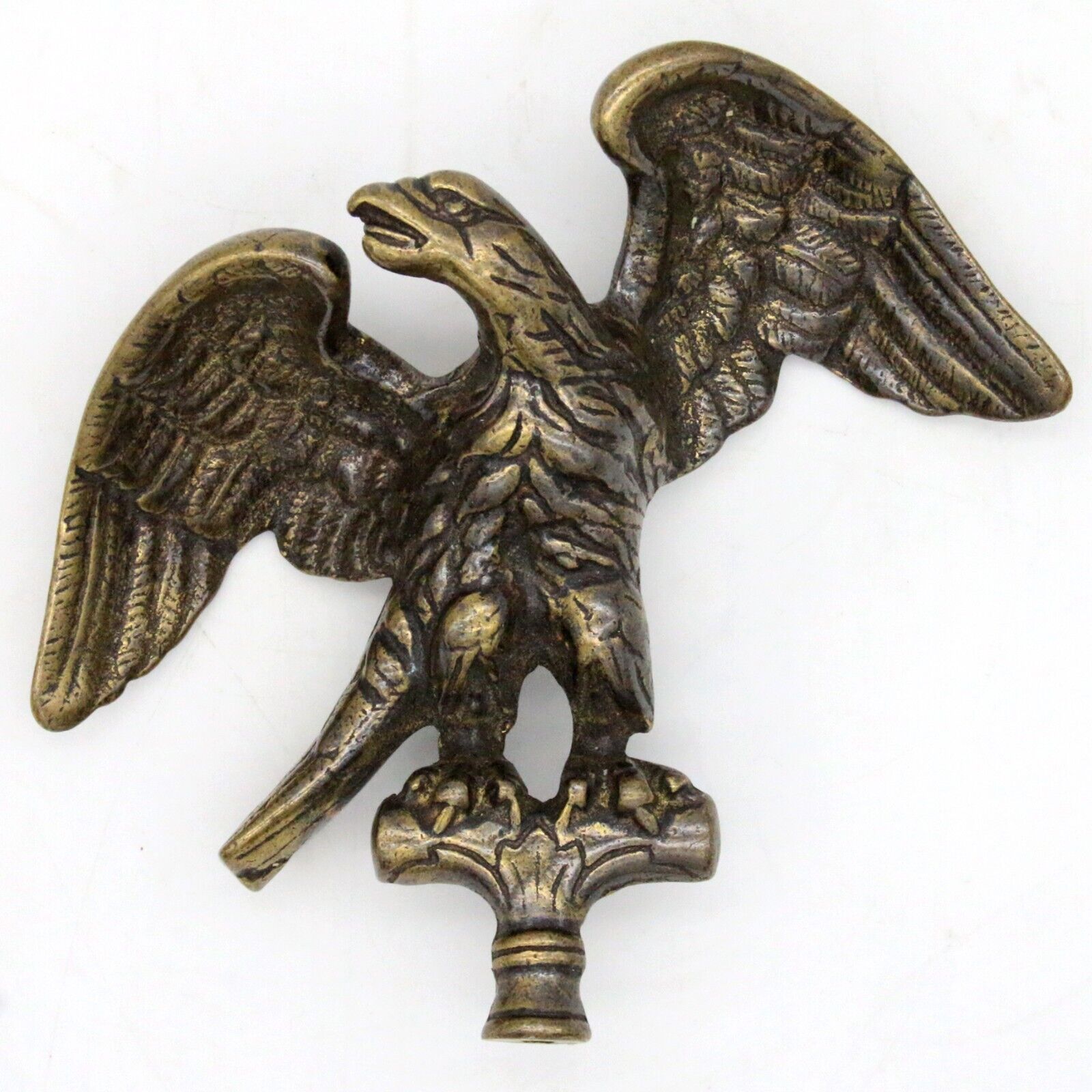 Brass American Eagle Flag Pole Topper Finial Federal Style 5"x 5" Threaded Base