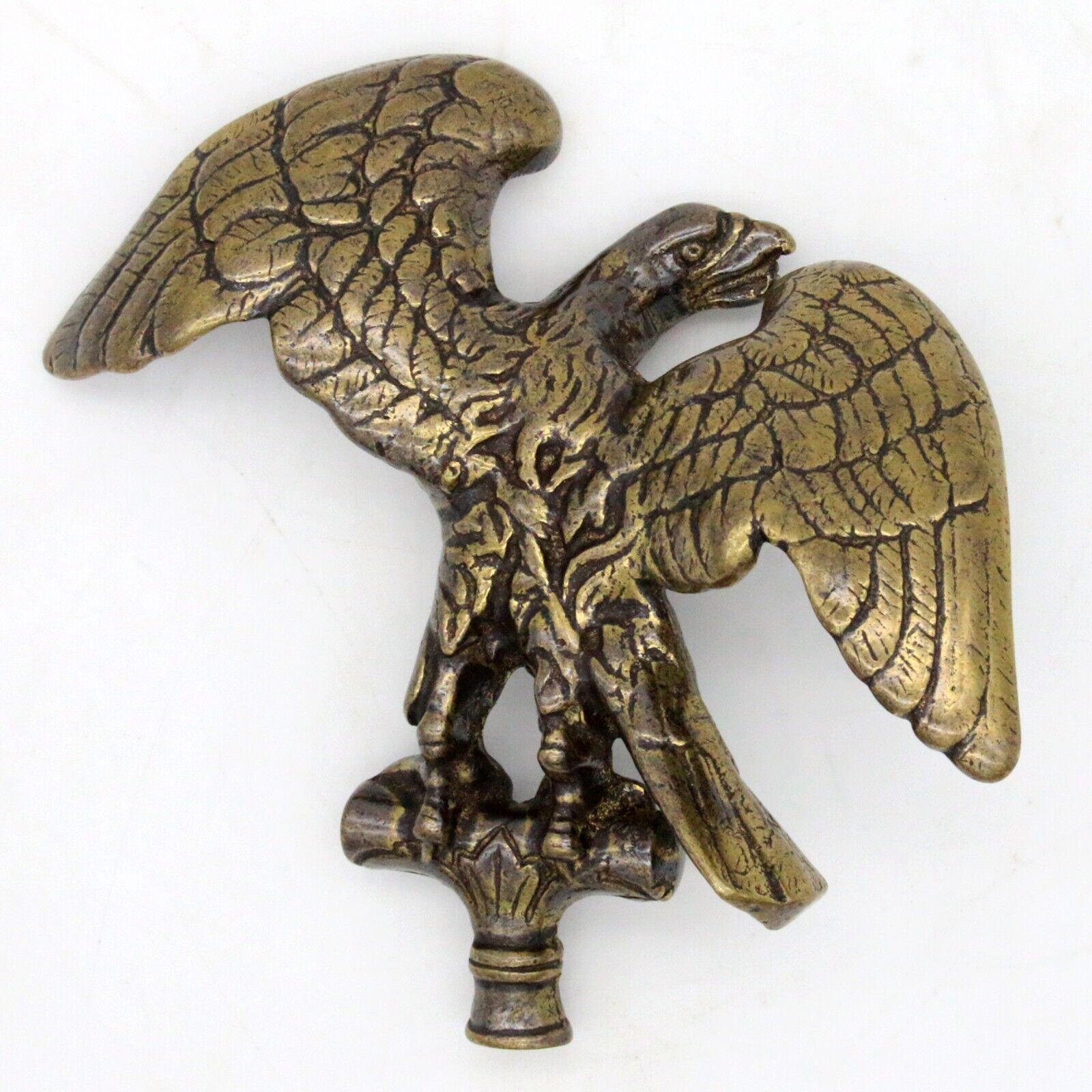 Brass American Eagle Flag Pole Topper Finial Federal Style 5"x 5" Threaded Base - detail