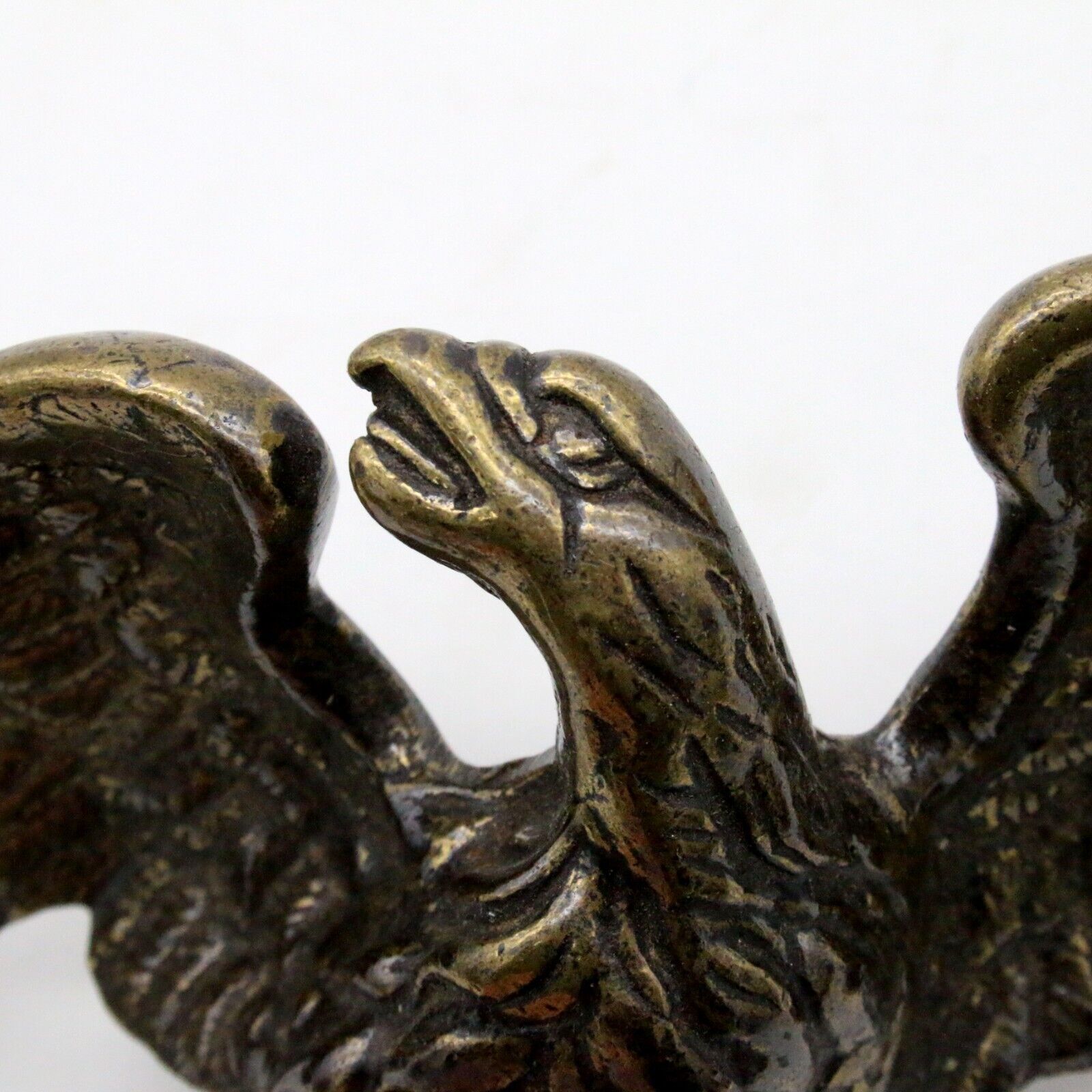Brass American Eagle Flag Pole Topper Finial Federal Style 5"x 5" Threaded Base - detail