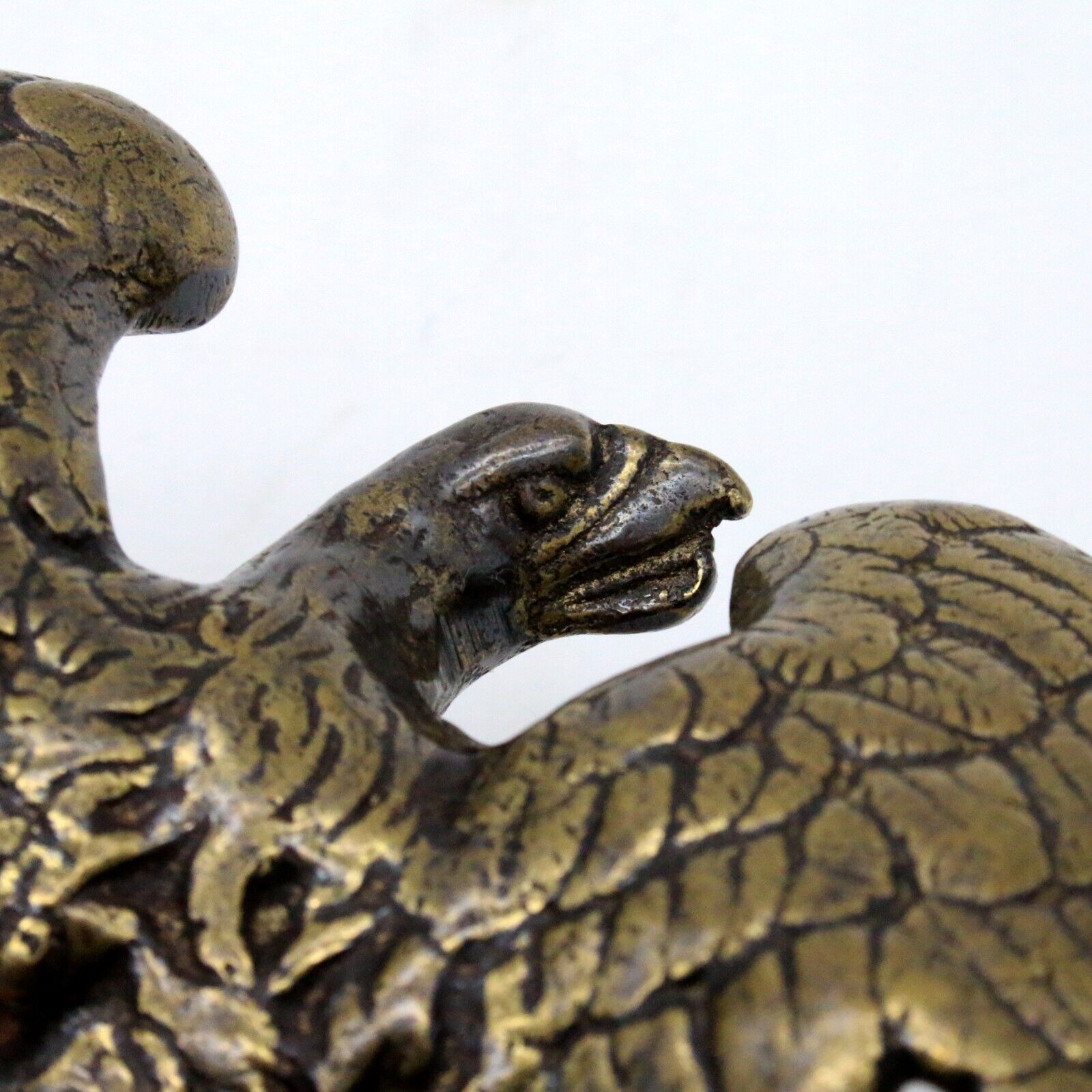 Brass American Eagle Flag Pole Topper Finial Federal Style 5"x 5" Threaded Base - detail