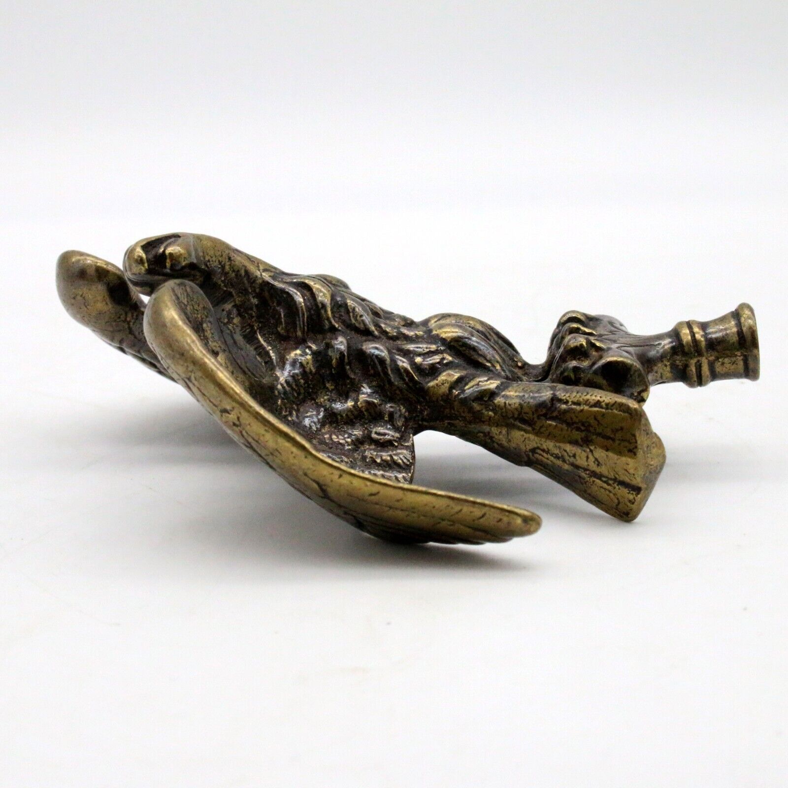 Brass American Eagle Flag Pole Topper Finial Federal Style 5"x 5" Threaded Base - detail