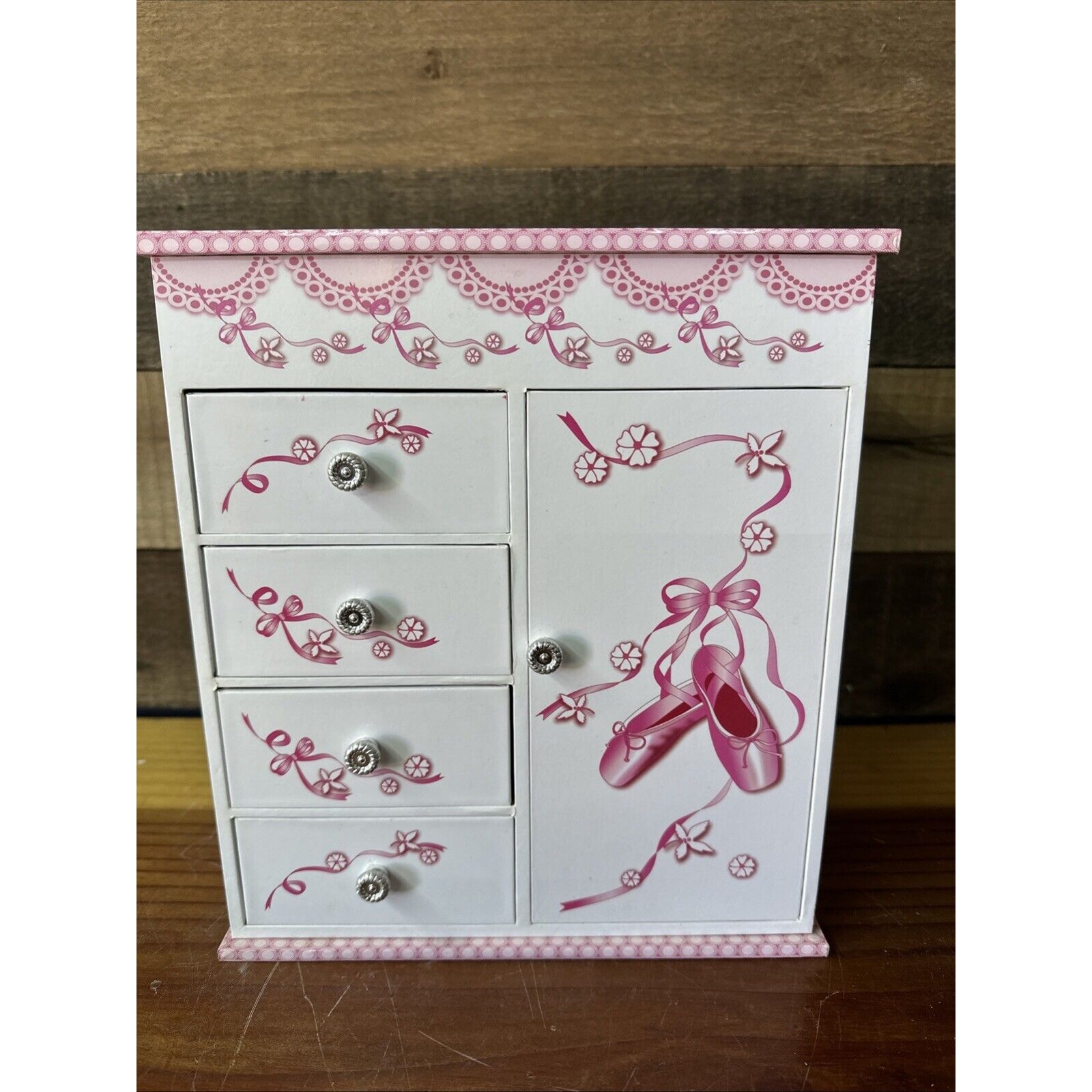 Ballerina Ballet Shoes Girl's Musical Jewelry Box 9.5” Tall