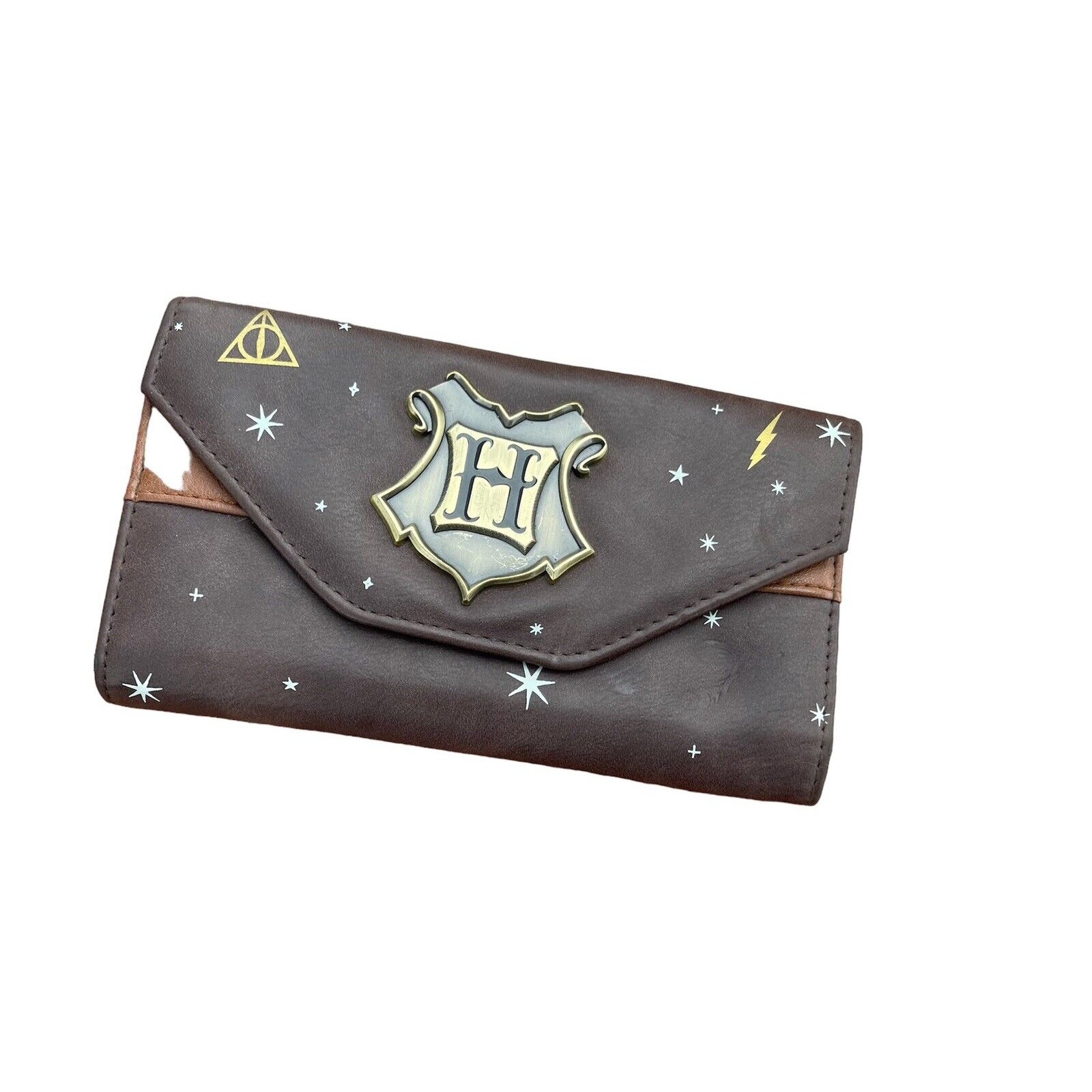 Harry Potter Hogwarts Metal Crest Foldover Flap Wallet Satchel Clutch Purse