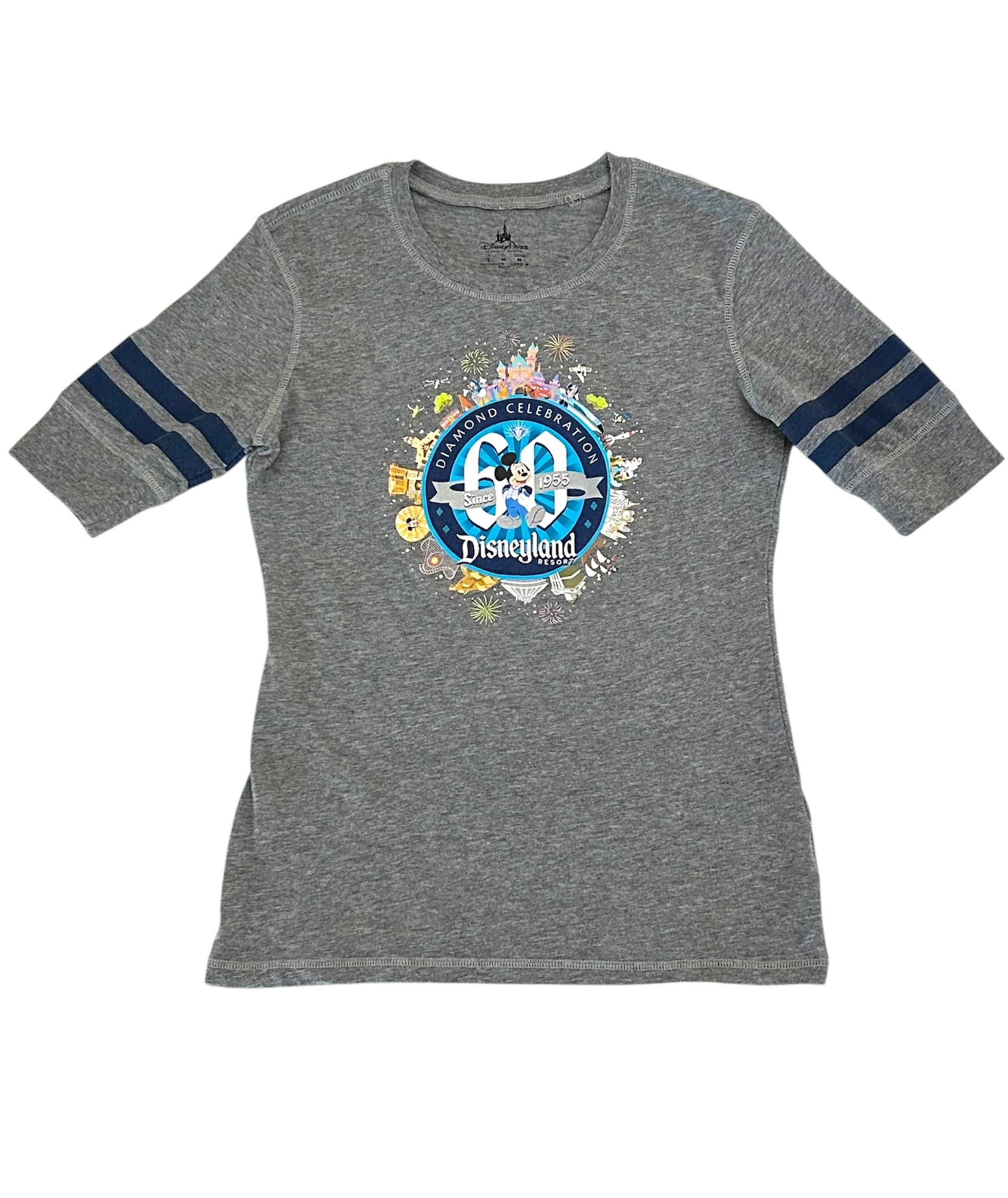 Disney Parks Disneyland Diamond Celebration 60th Anniversary Baseball T Shirt