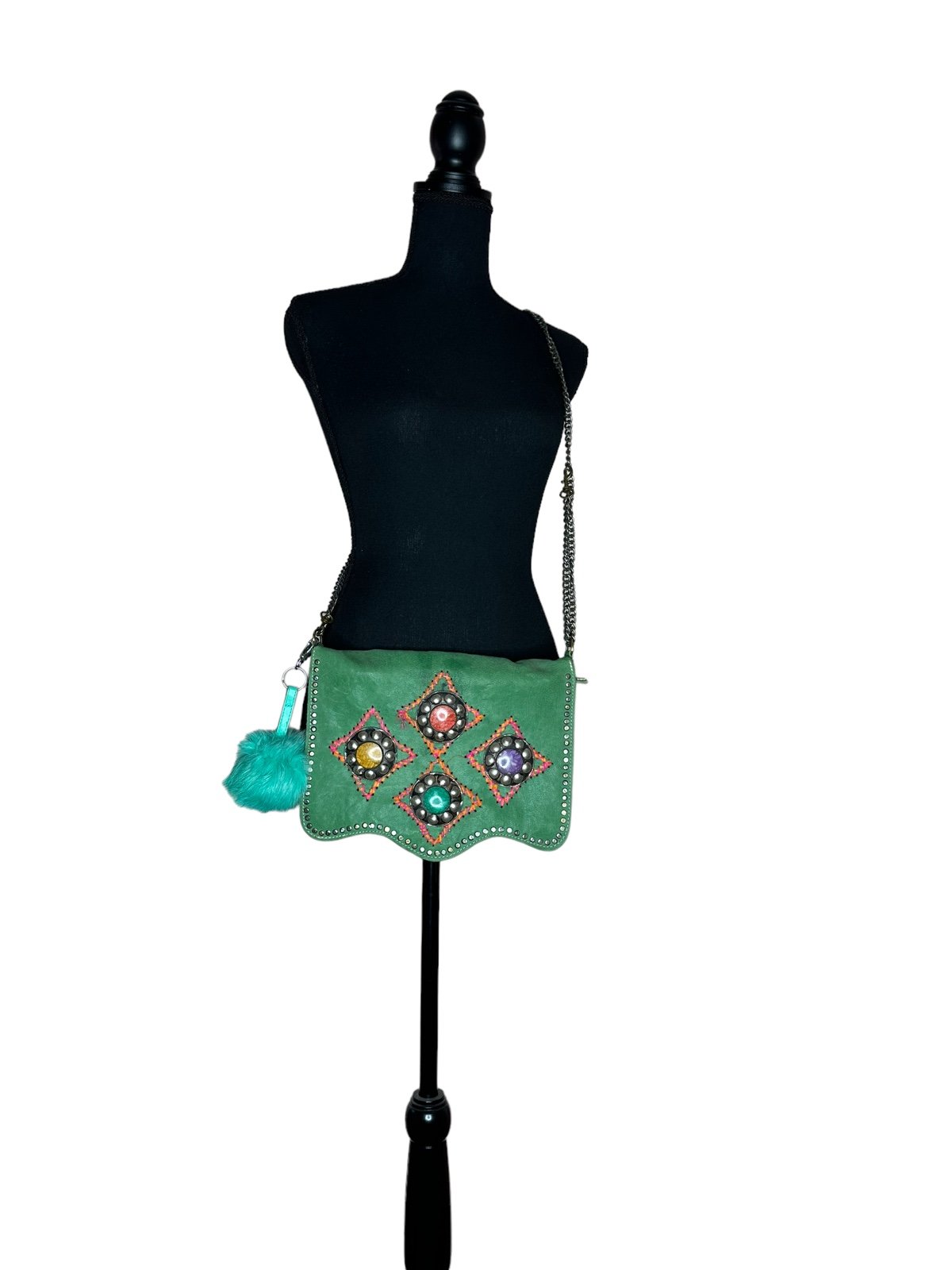 Moroccan Leather Green Purse/Clutch