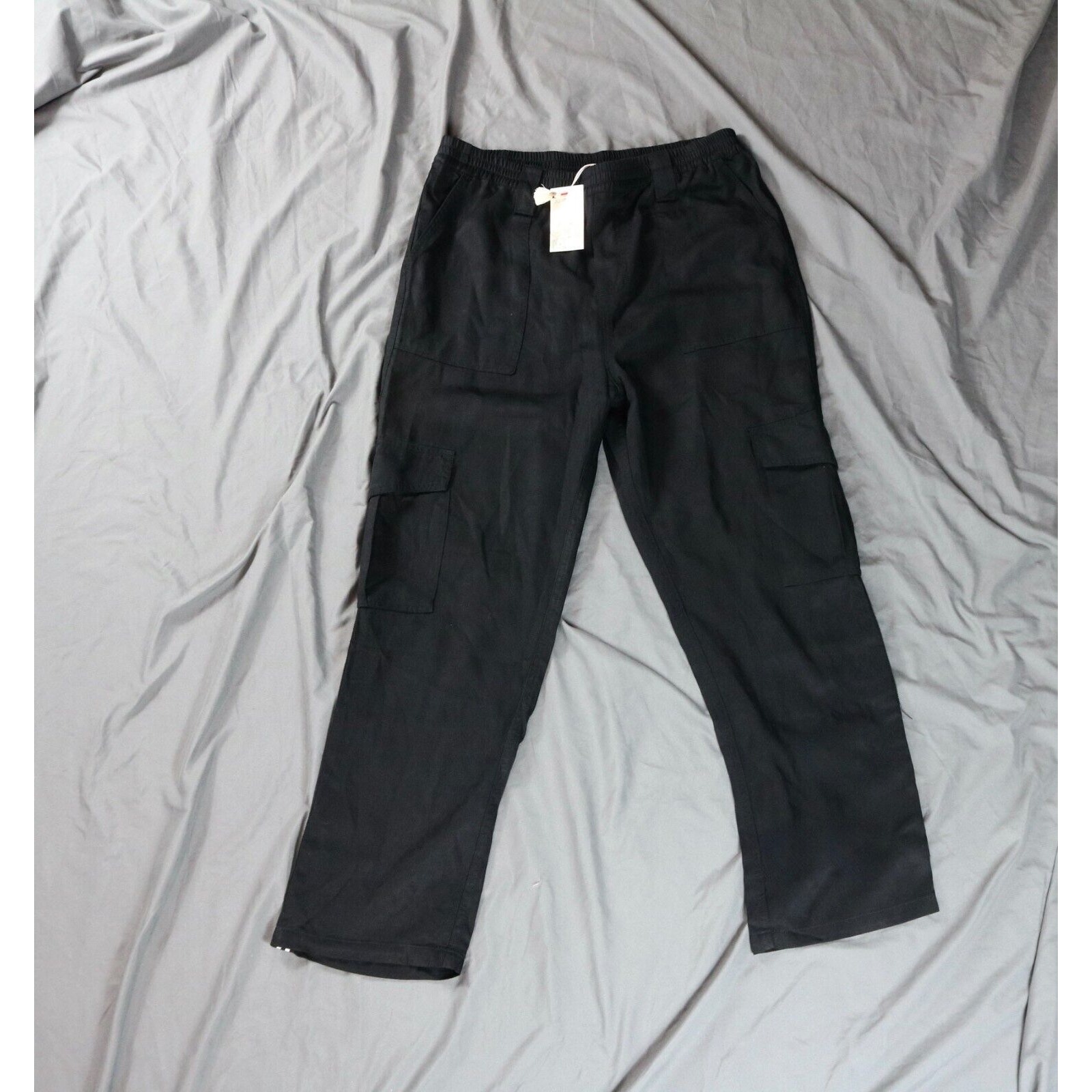 New JOHNNY WAS CARGO PANT Ribbon Womens Medium Black Pull On Biya jwla