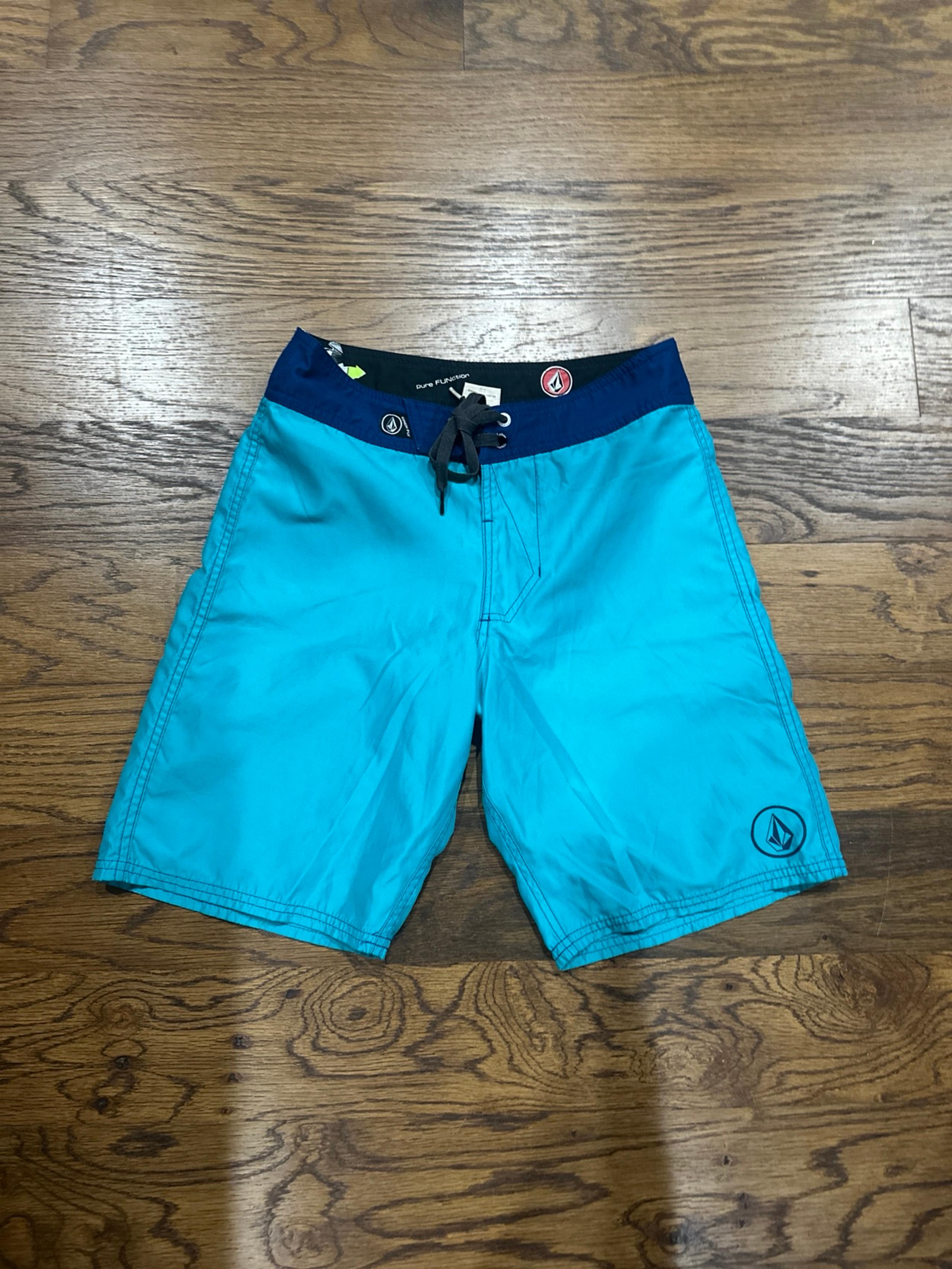 Volcom Mens Swim Trunks Sz 28 Teal/Blue Board Shorts