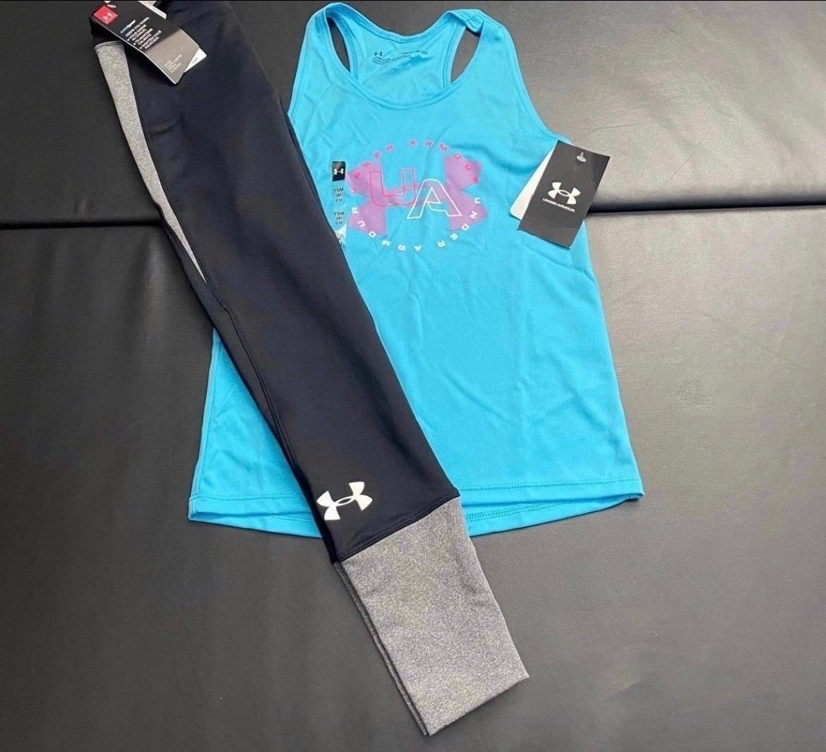 NWT Under Armour leggings & tank set girls youth size small