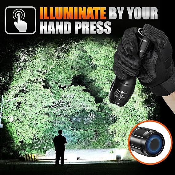 2 Pack LED Flashlights High Lumens with 6 AAA Batteries, 5 Modes Mini Waterproof