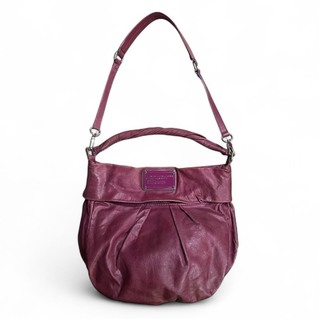 Marc by Marc Jacobs Berry Leather Hobo Crossbody Shoulder Bag