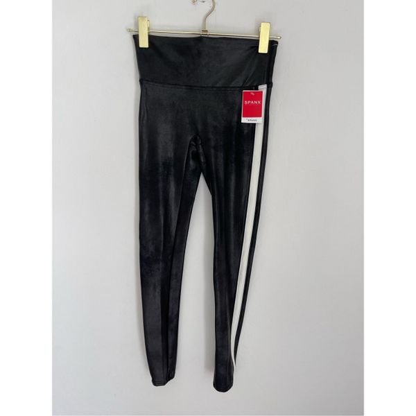 SPANX faux leather side stripe leggings sz S NWT