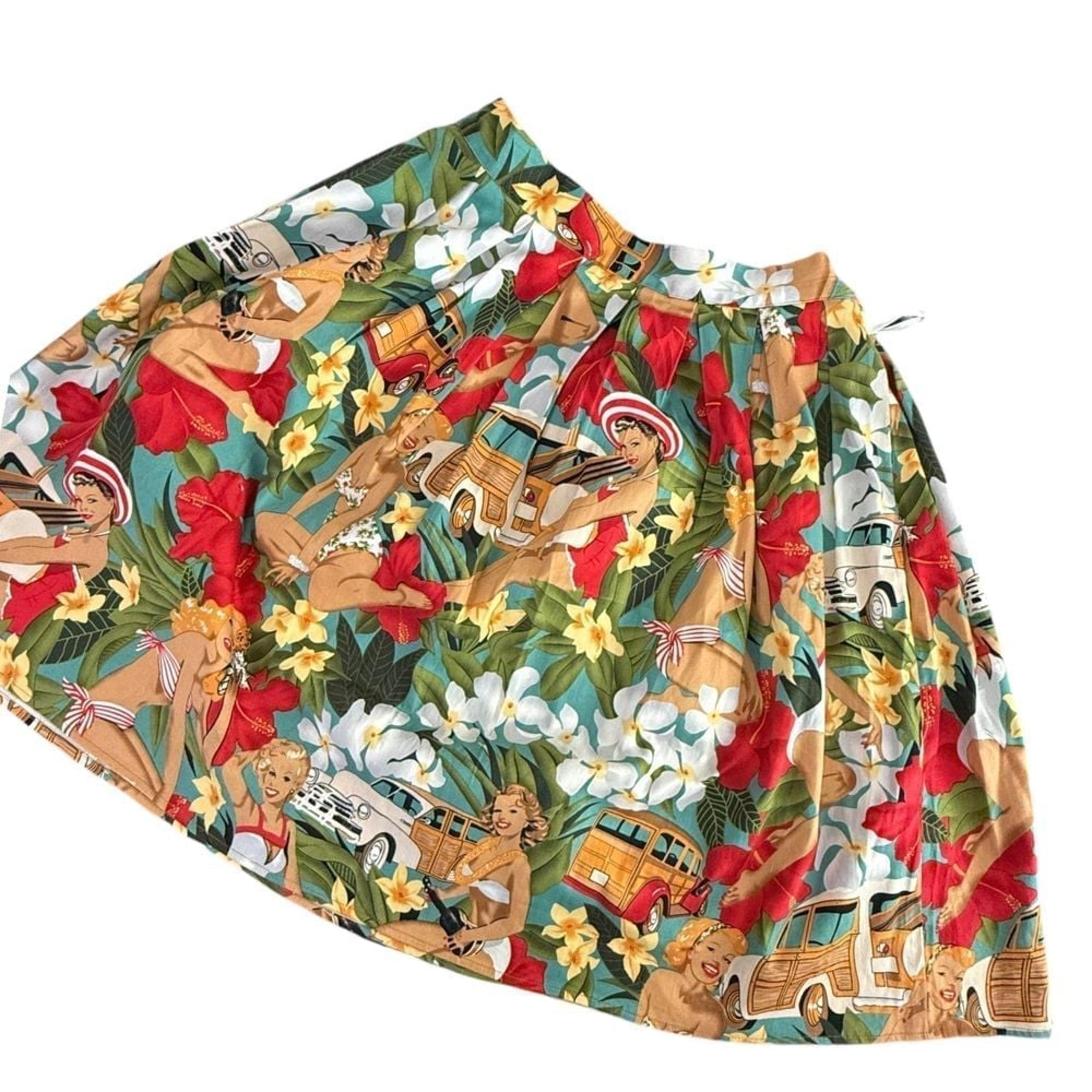 Grace Karin Skirt Womens L Hawaiian Pinup Girl Floral Tropical Retro Aloha Luau