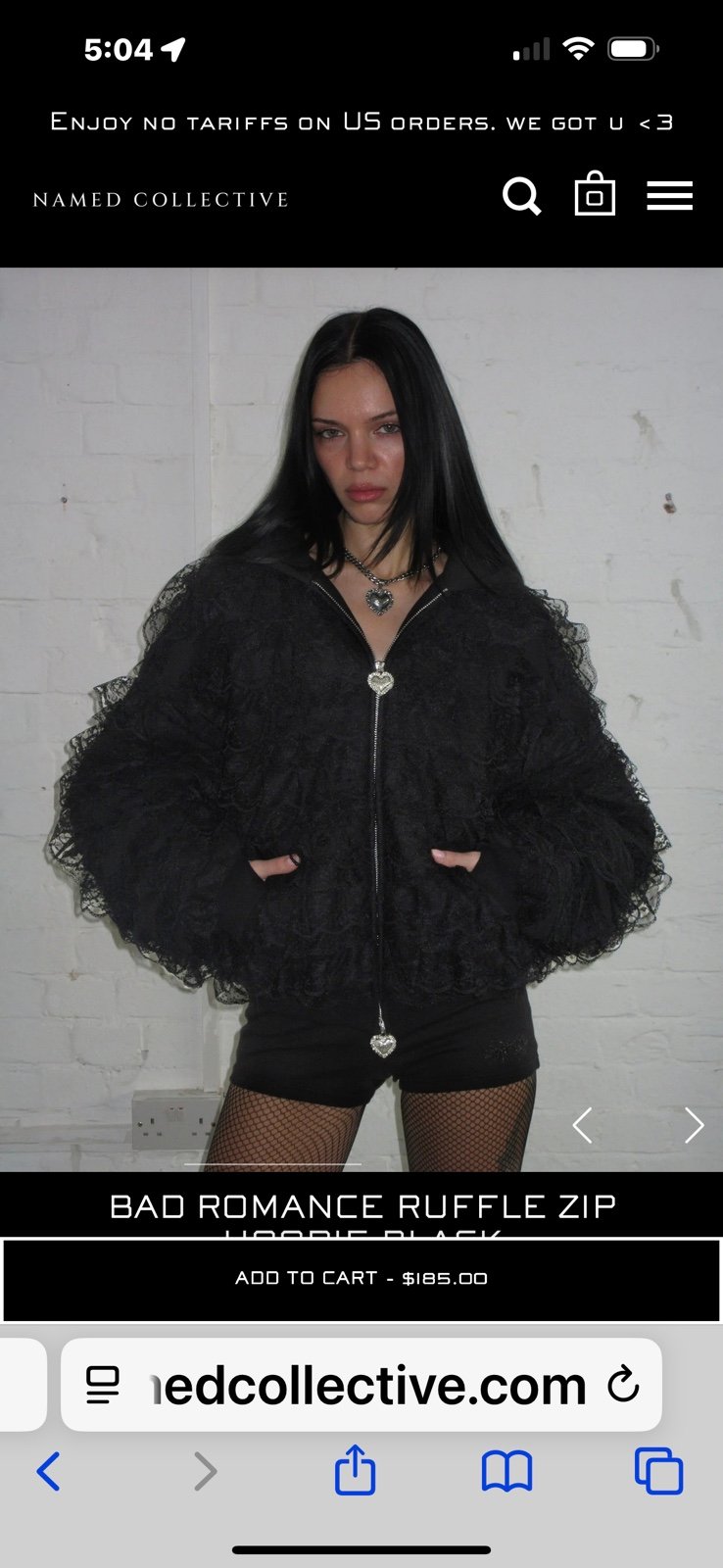 BAD ROMANCE RUFFLE ZIP HOODIE BLACK SIZE XS