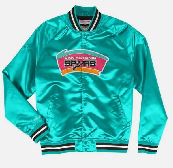 New San Antonio Spurs Mens Mitchell & Ness Light Satin Snap Jacket XL