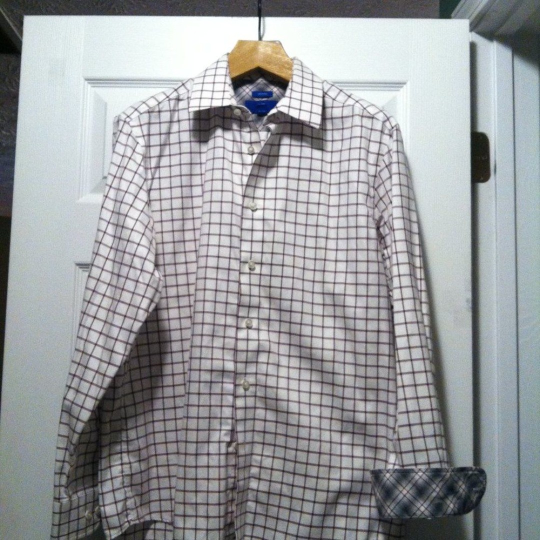 EGARA MEN'S NEW WHITE 100%COTTON CASUAL SHIRT SIZE: L