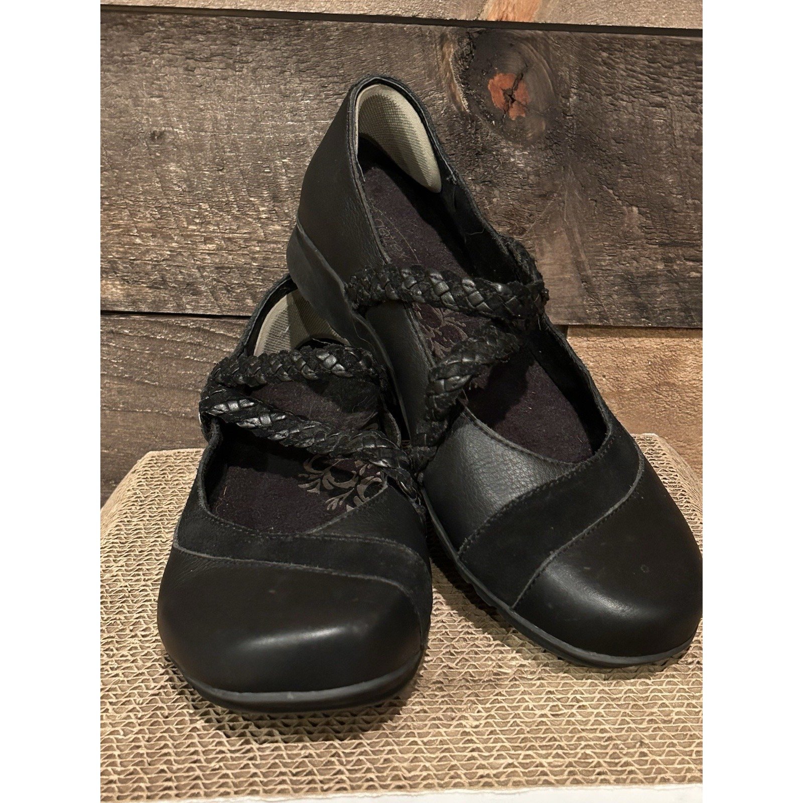 Aetrex Womens Ada Comfort Mary Jane Leather Clog shoes sz 8.5