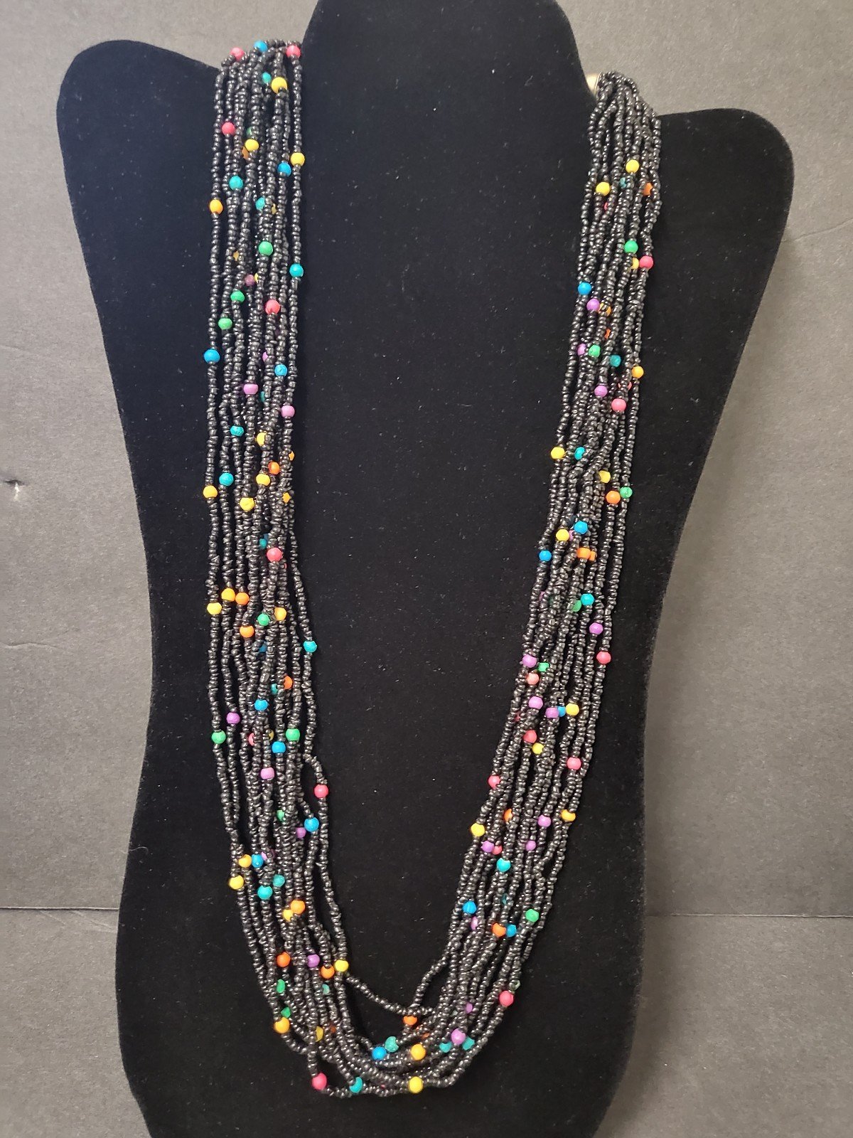Vintage glass bone and brass Bead necklace