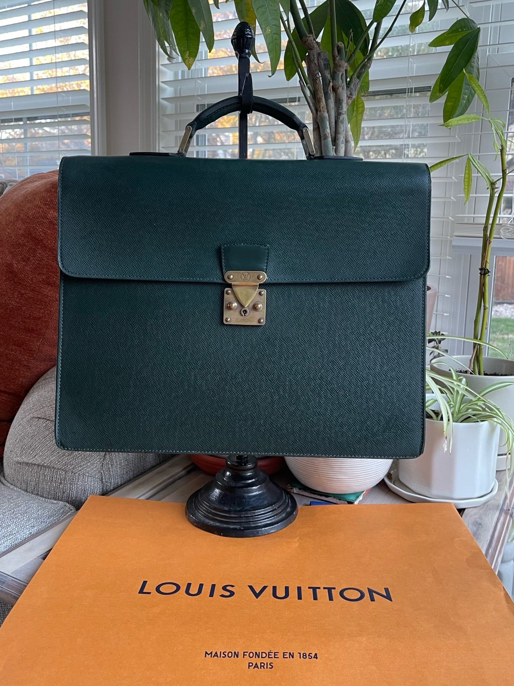 Louis Vuitton Green Taiga Briefcase Bag