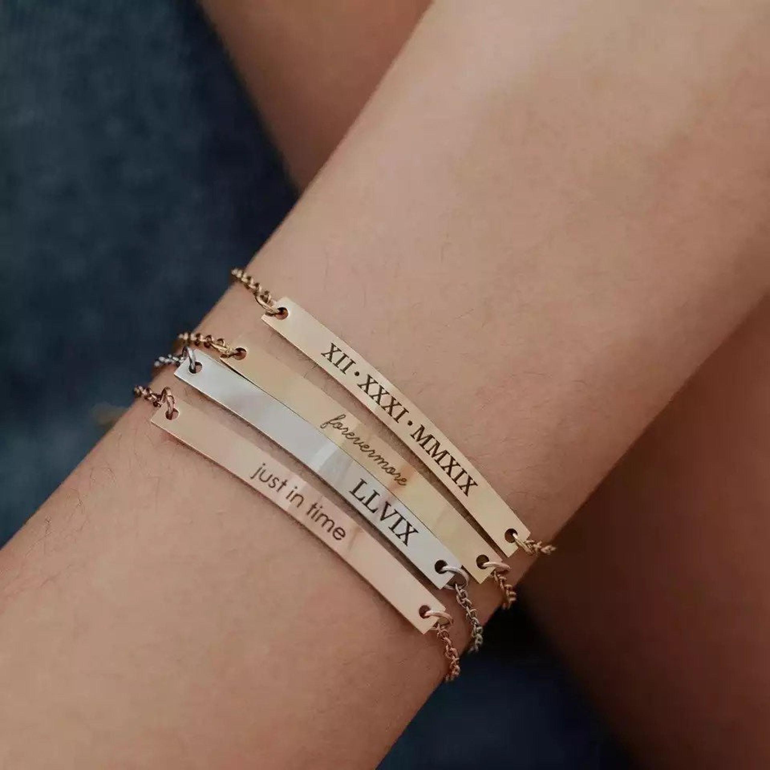 Personalized Stainless Steel bar Bracelet