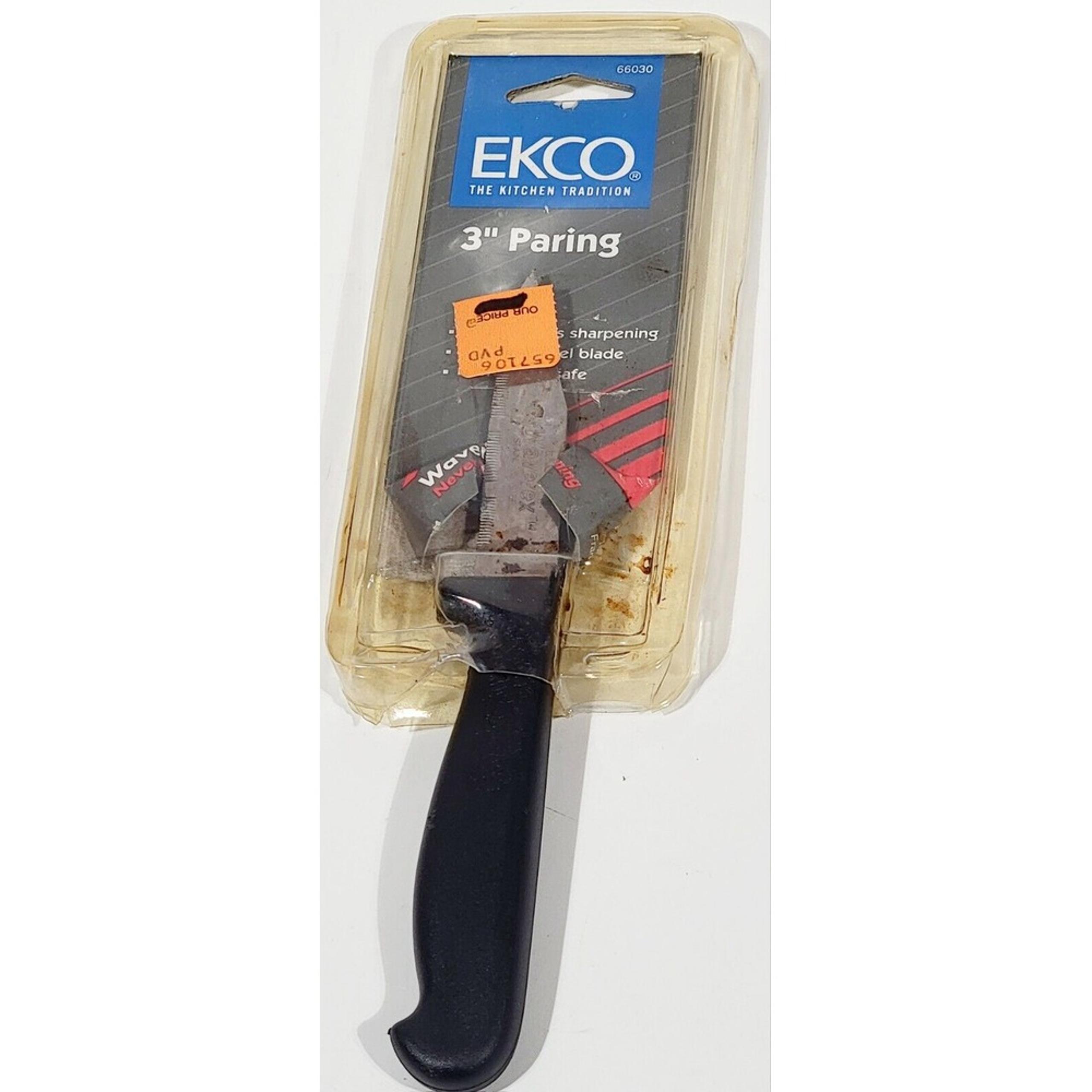 Vintage Ekco Pairing Knife 66030 NIB Black Handle 3" Blade Dishwasher Safe