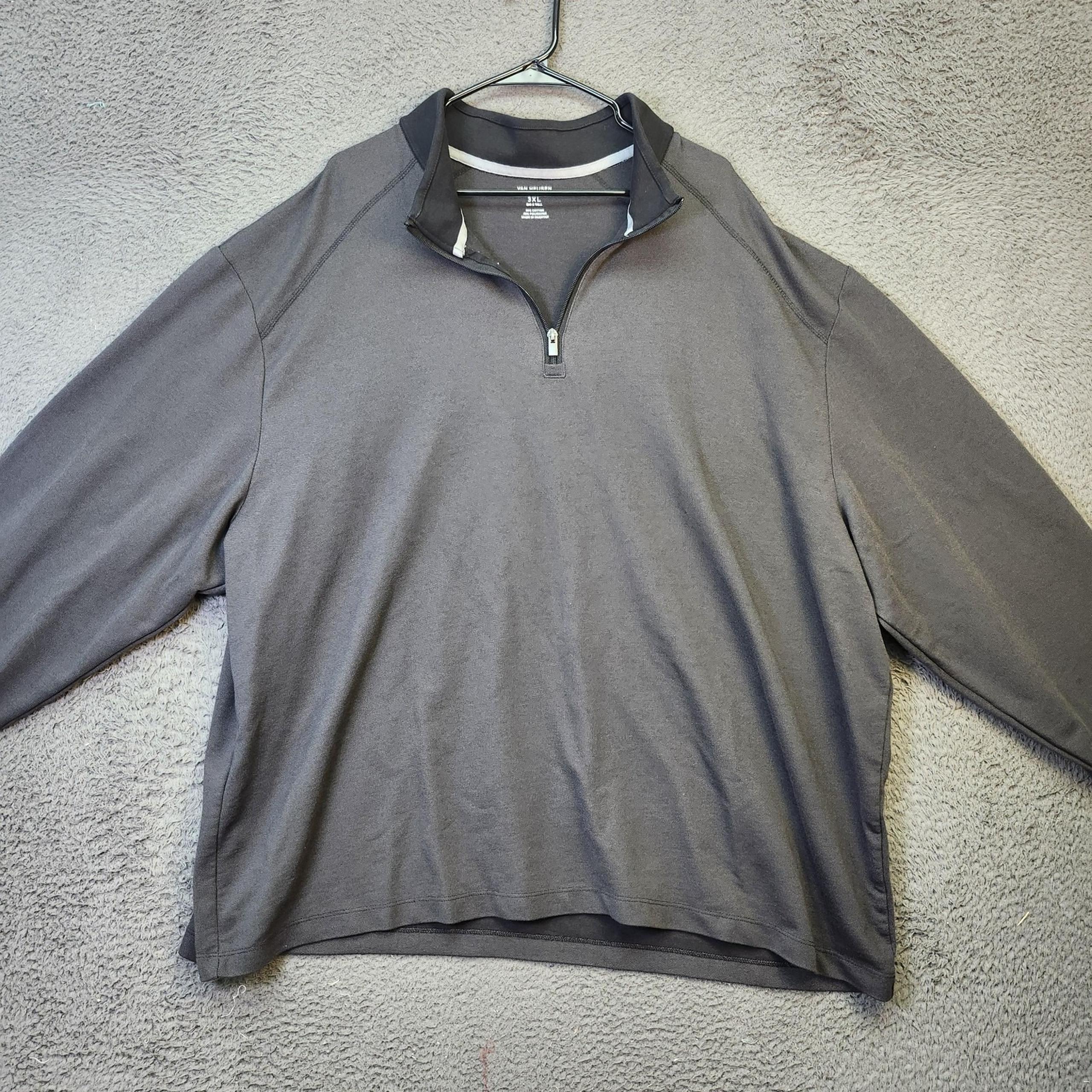 Pullover Mens 2XL Gray Big Tall Half Zip Sweatshirt Cotton Blend - Van Heusen