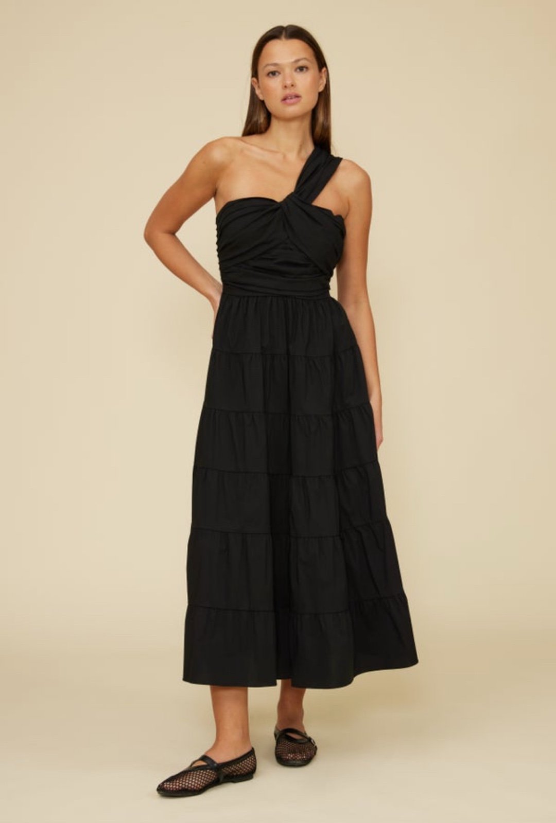 Lucy Paris Black Twisted One Shoulder Dress NWT Medium (Sz 6/8)