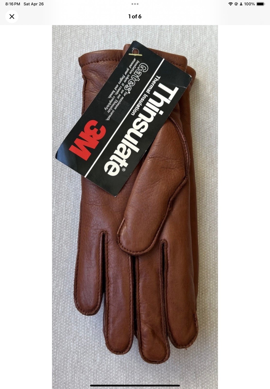 THINSULATE Mens Sm Gloves Brown 100% Leather Native Deerskin NEW W/Tags
