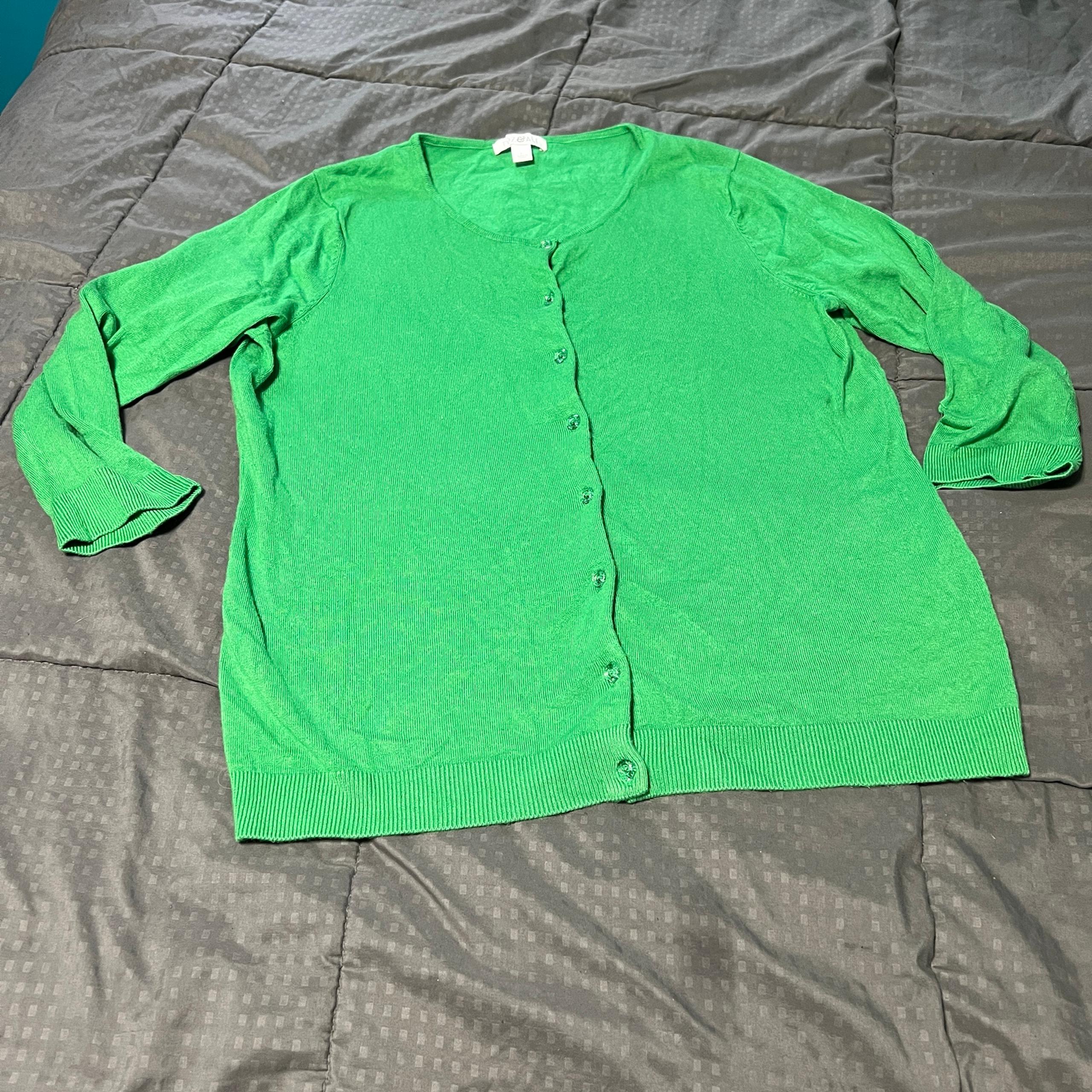 Women's Roz and Ali Roz & Ali Green Button Up Cardigan Sweater Size Large