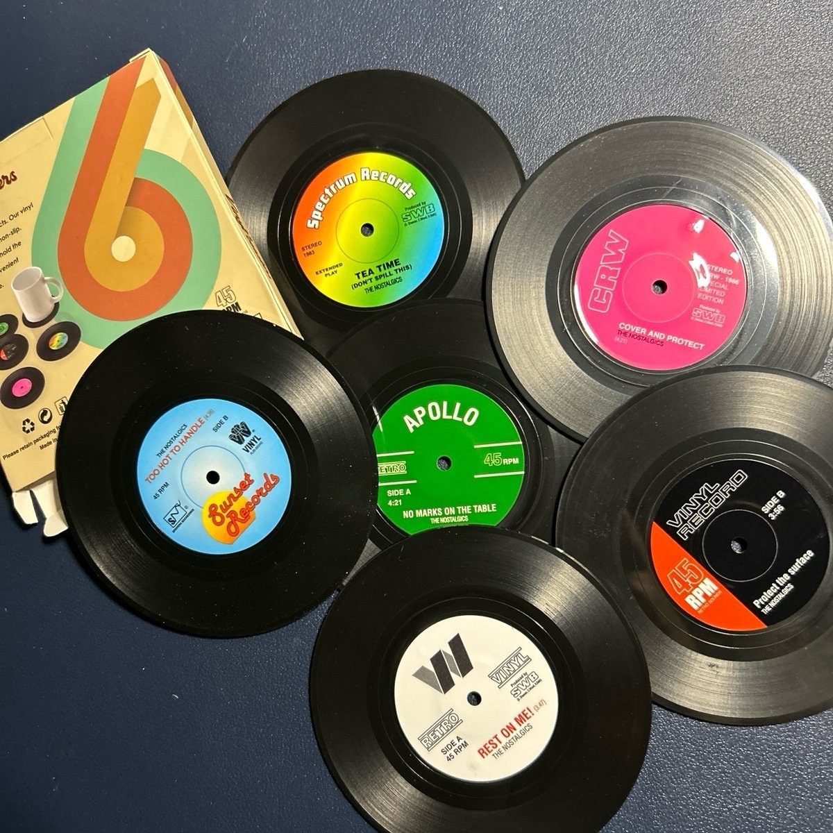 Set of 6 vinyl coasters