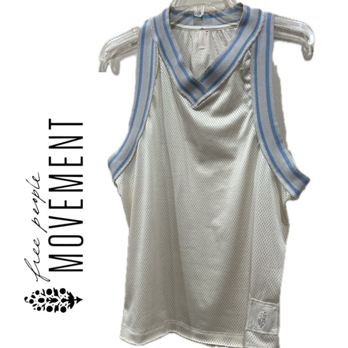 FREE PEOPLE MOVEMENT TANK TOP OFF THE COURT SZ S MESH SPORTY GYM YOGA VERSATILE