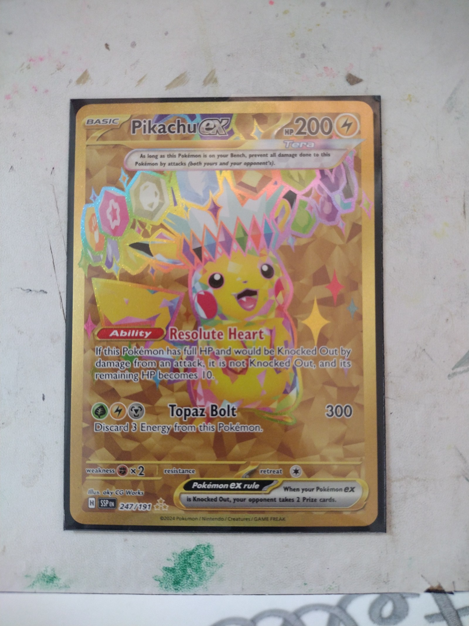 Surging sparks full art gold stellar Pikachu ex 247/191