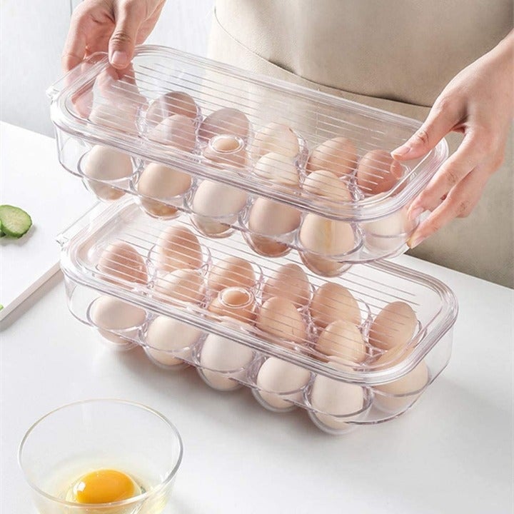 Set of 2 Egg Holder Stackable Egg Storage With Lid, Fridge Portable Egg Case