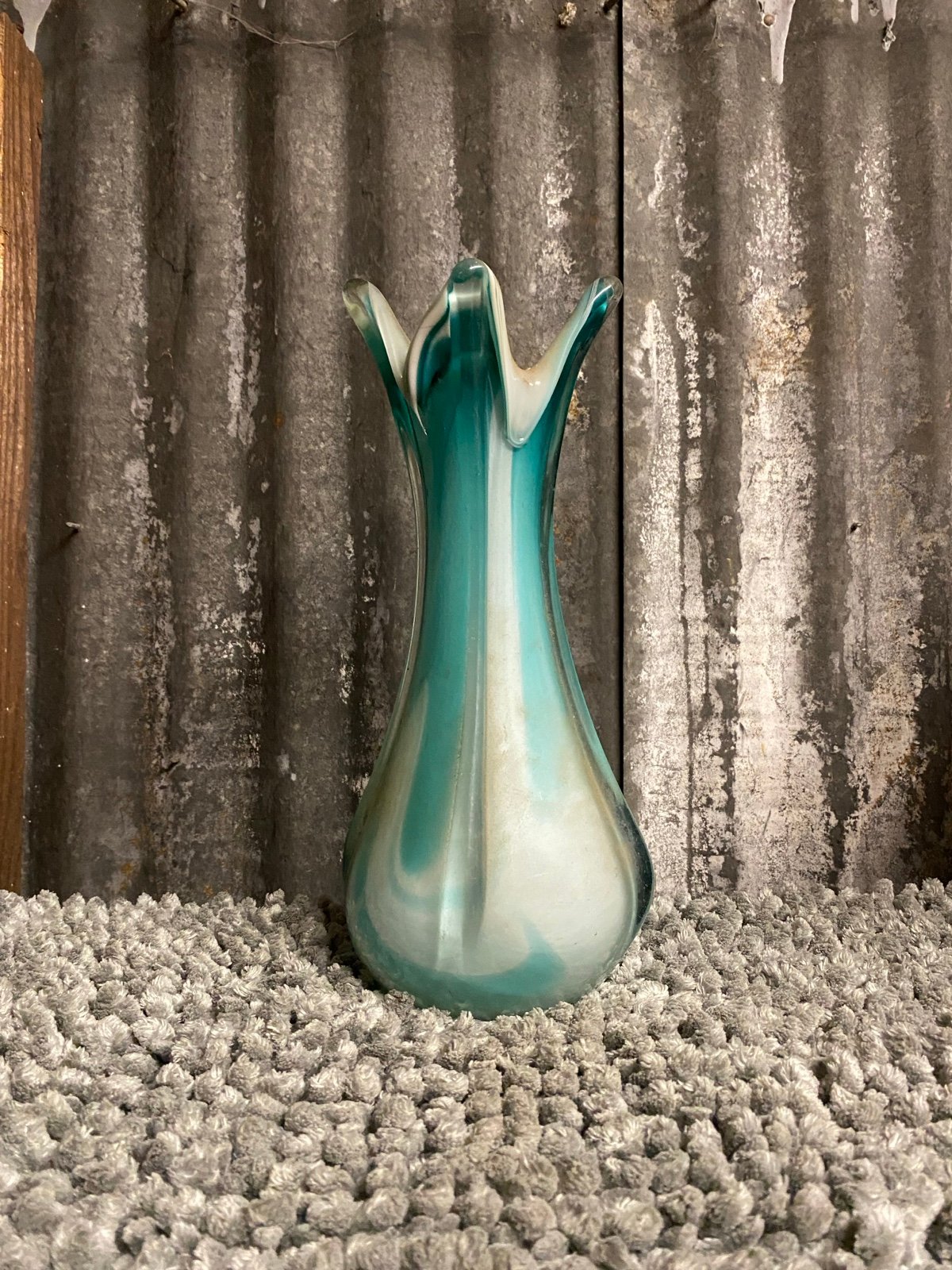 Vintage teal swung vase
