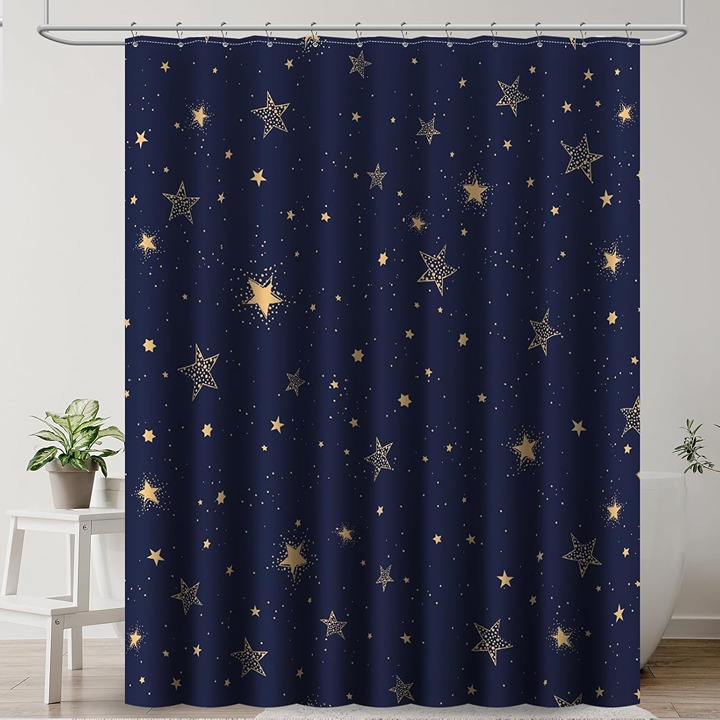 Shower Curtain Set, Bathroom Decoration with 12 Hooks 72x72 Inches