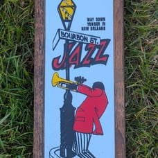 Framed Bar Home Decor Mirror: New Orleans Bourbon Street Jazz Musician 13x5 Vtg