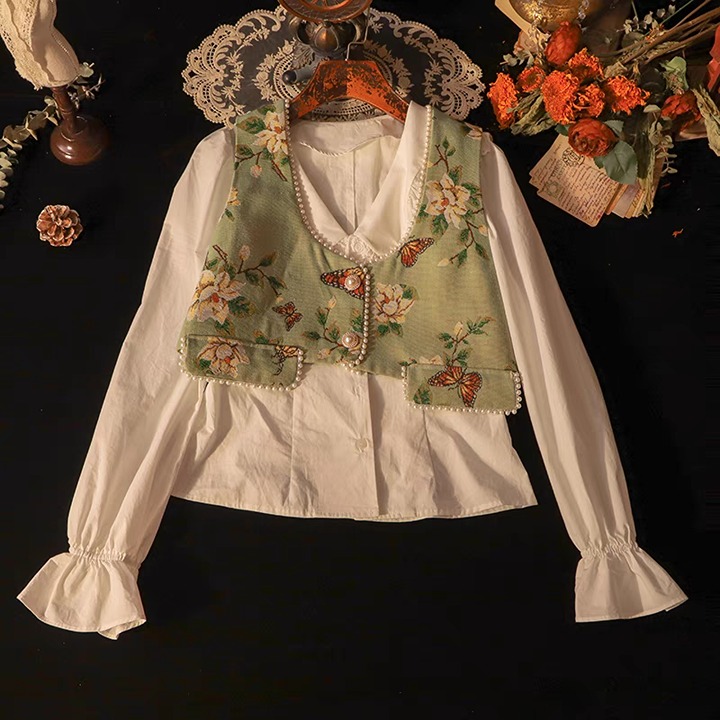 TopSmall French sweet top with vest shirt women design sense small small shirt