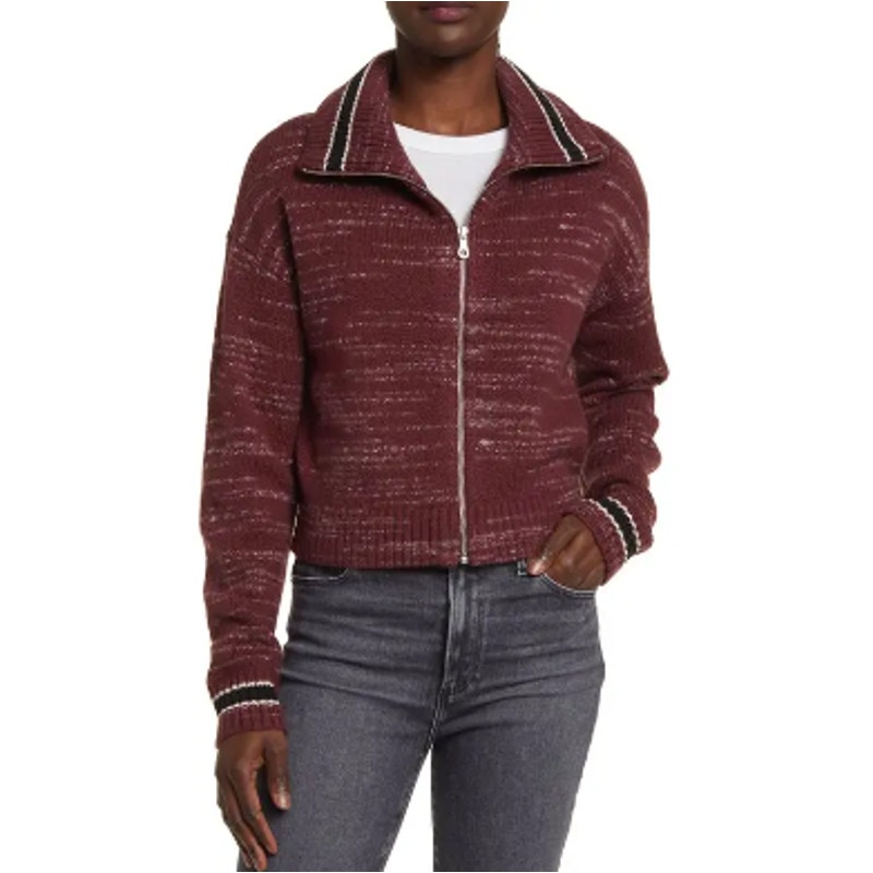 New ~ TREASURE & BOND NORDSTROM ~Space Dye Cotton Blend Zip Cardigan Size S