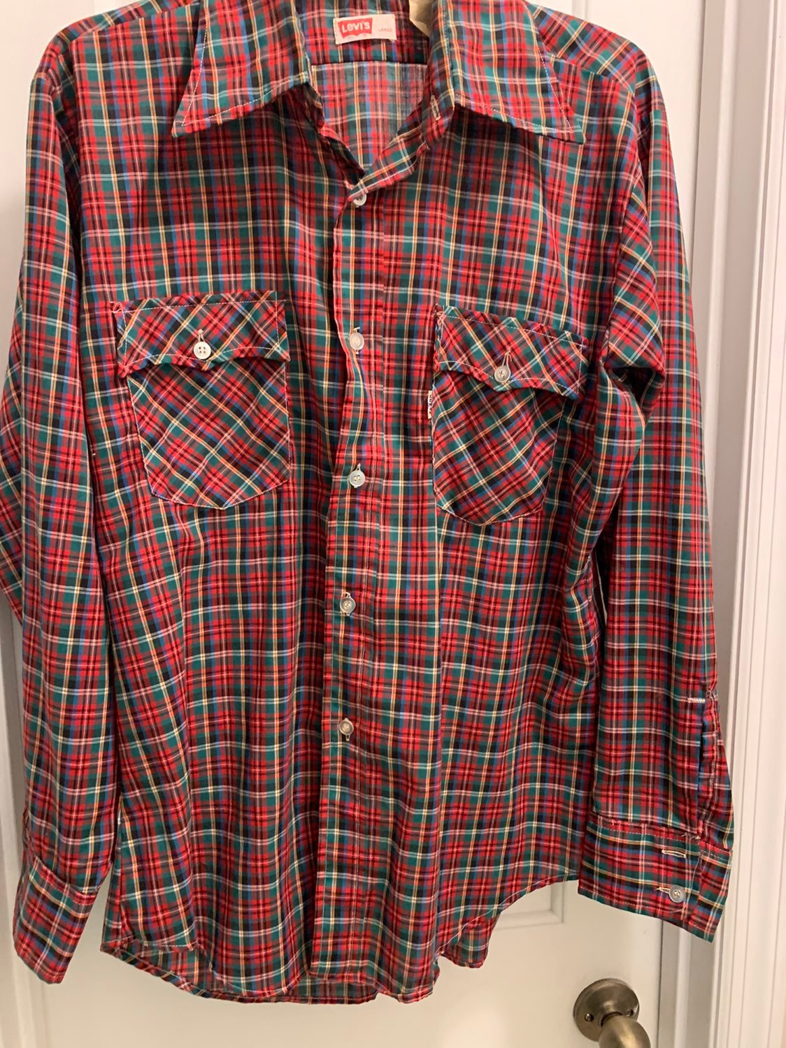 Vintage Levis Red Plaid Western Shirt L
