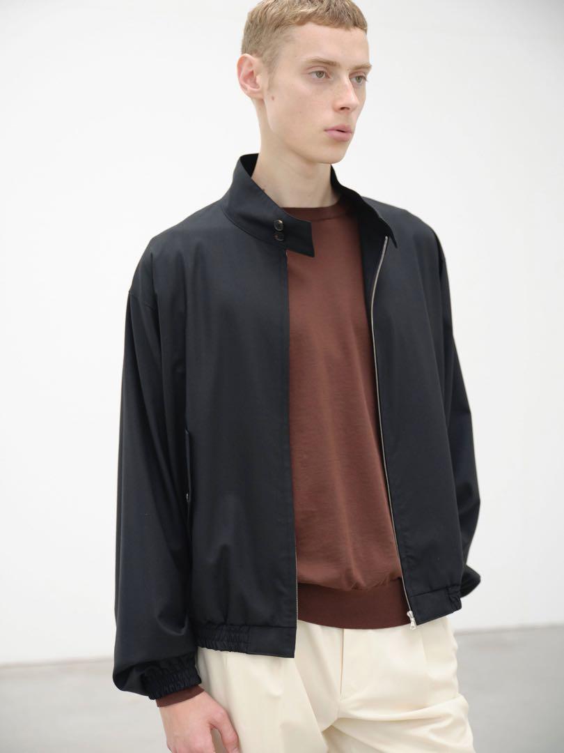 Tropical Wool Zip Blouson in Dark Khaki