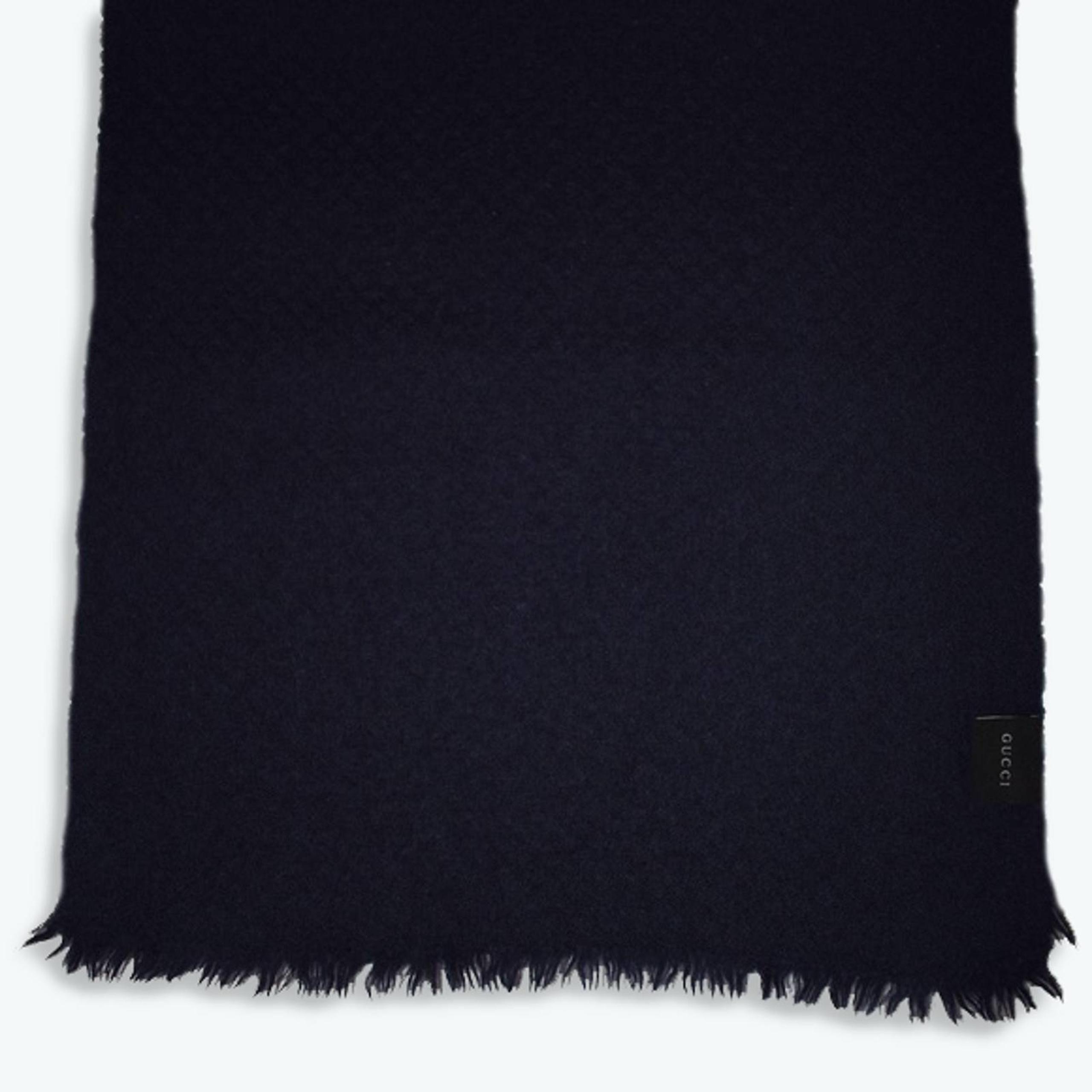 Auth Gucci Dark Blue Wool Scarf