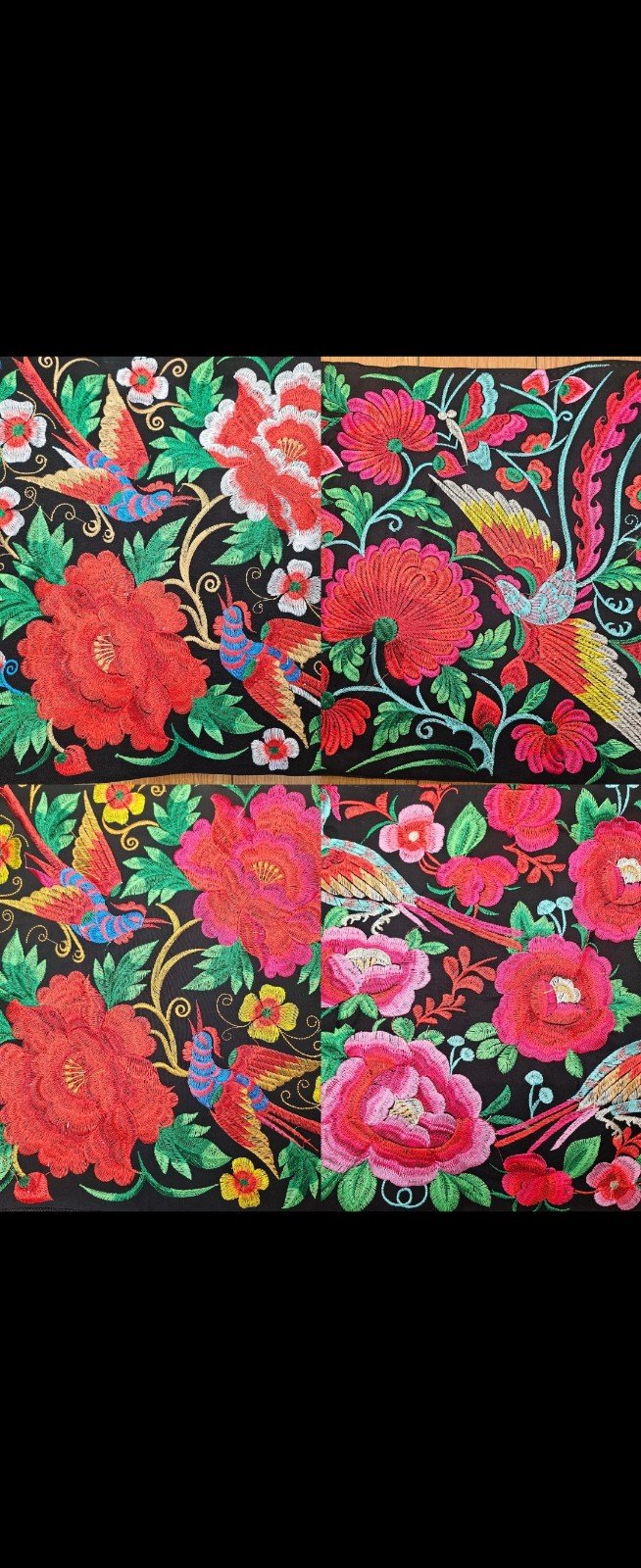 Set of 12 x Large Flower Tote Bags Mexican Pink Multi Color Floral Embroidered L