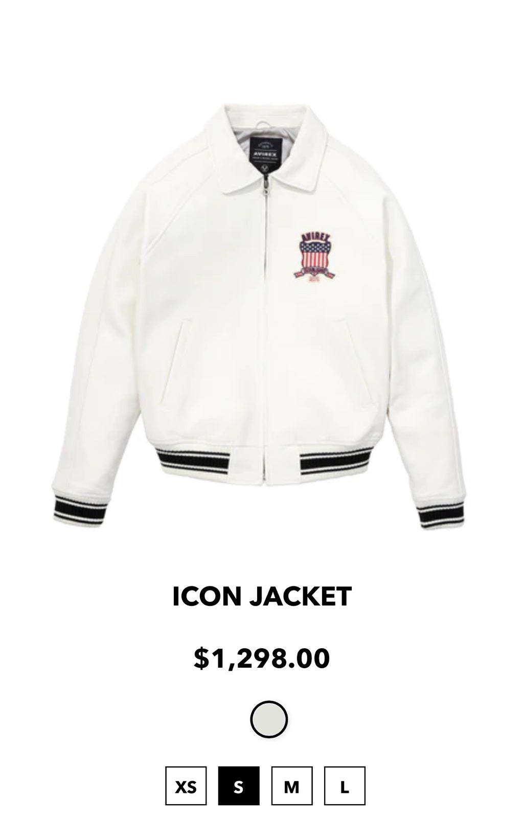 White Authentic with the Tags AVIREX Leather Jacket