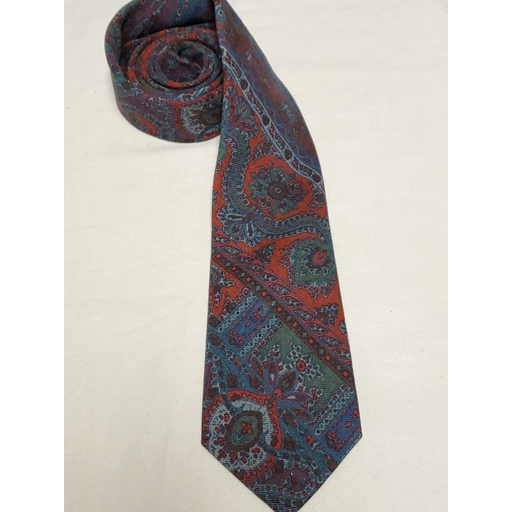Vintage Ralph Lauren Polo Paisley Neck Tie Green, Burgundy and Purple All WOOL