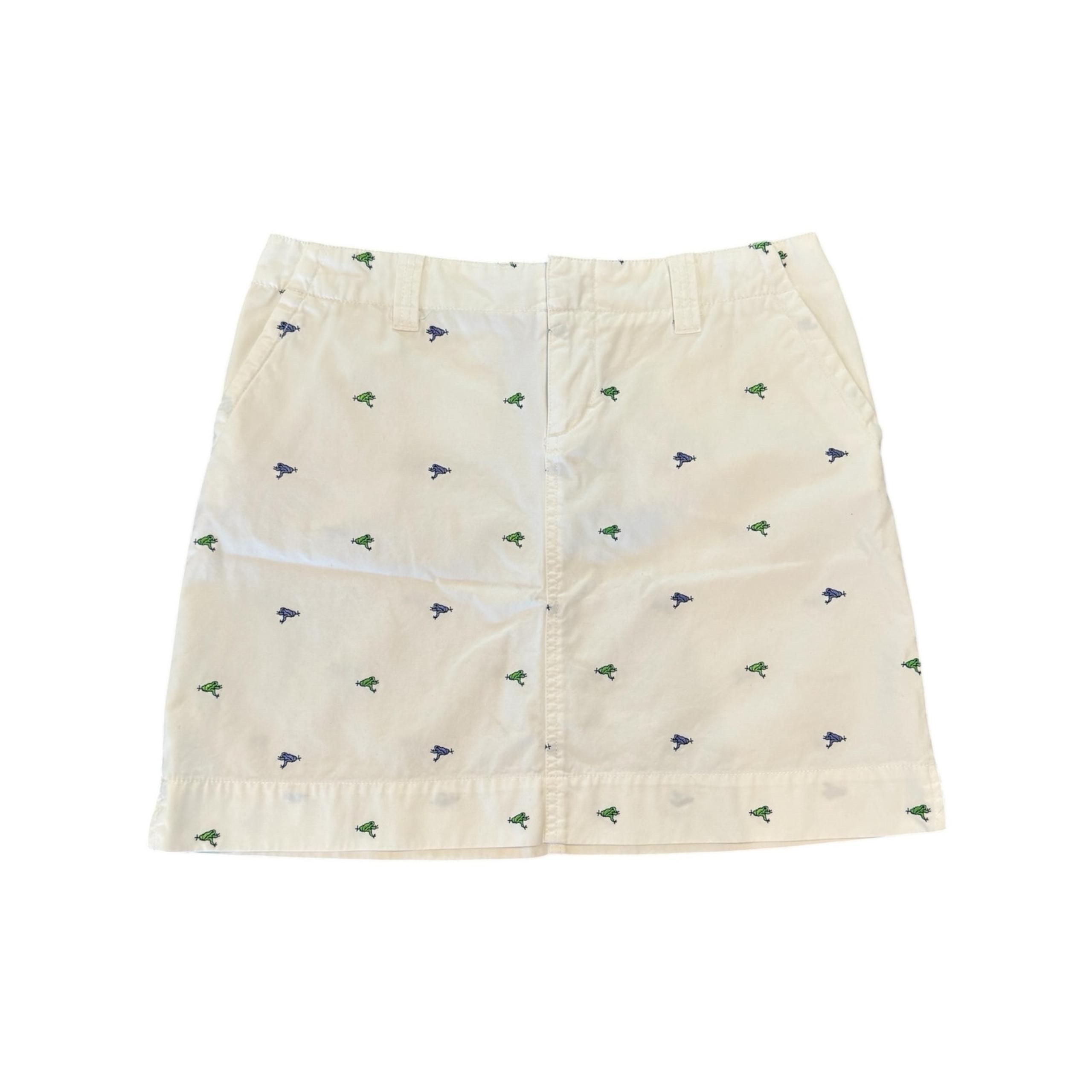 Lilly Pulitzer Women’s Size 8 Skirt White Embroidered Mini Frogs Cotton Golf