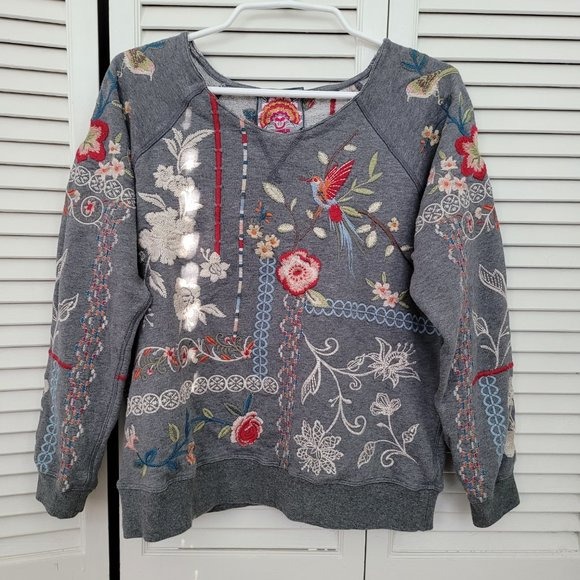 Johnny Was Embroidered Terry SweatShirt