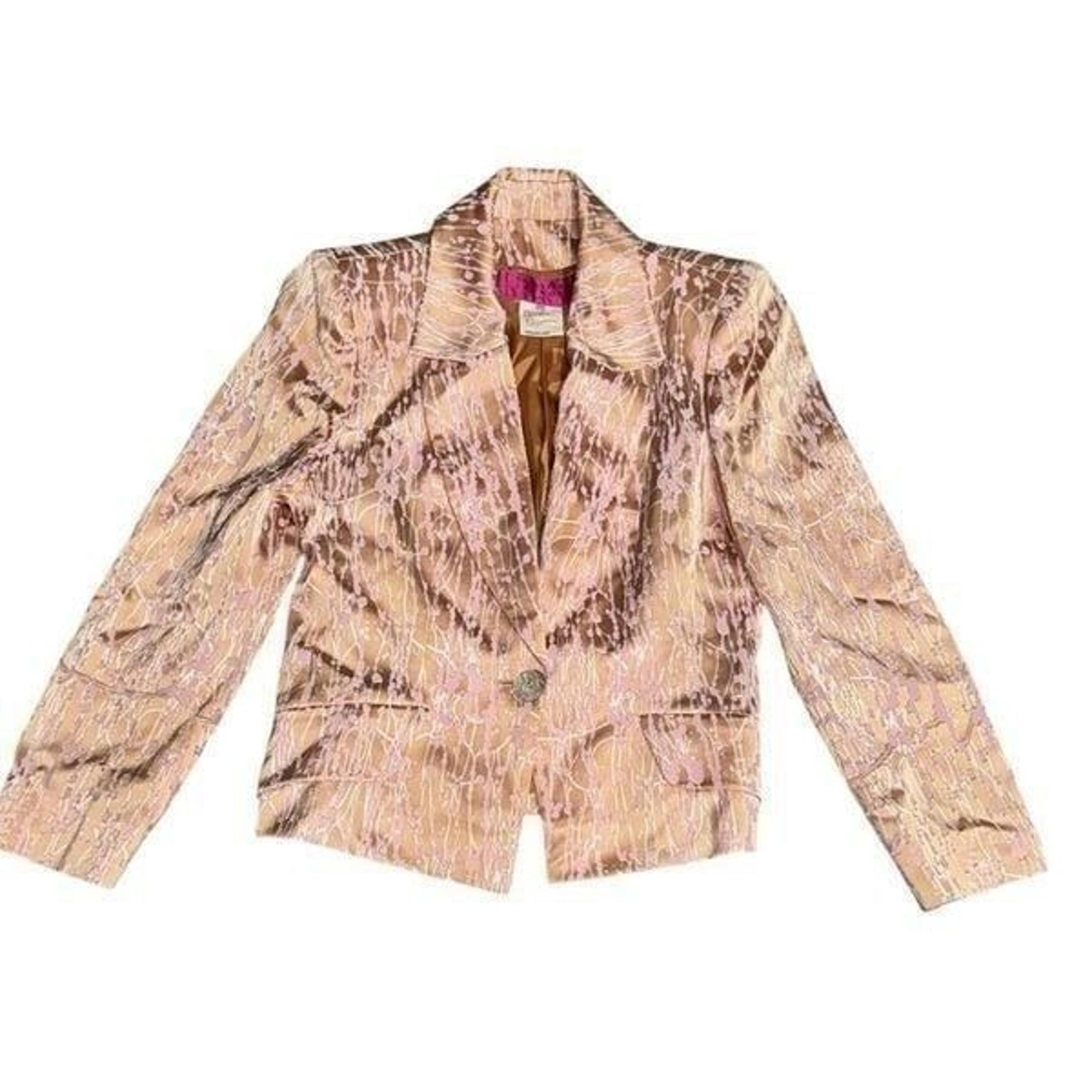 Women’s CHRISTIAN LACROIX 1990s 1 button gold & pink abstract blazer USA size 6