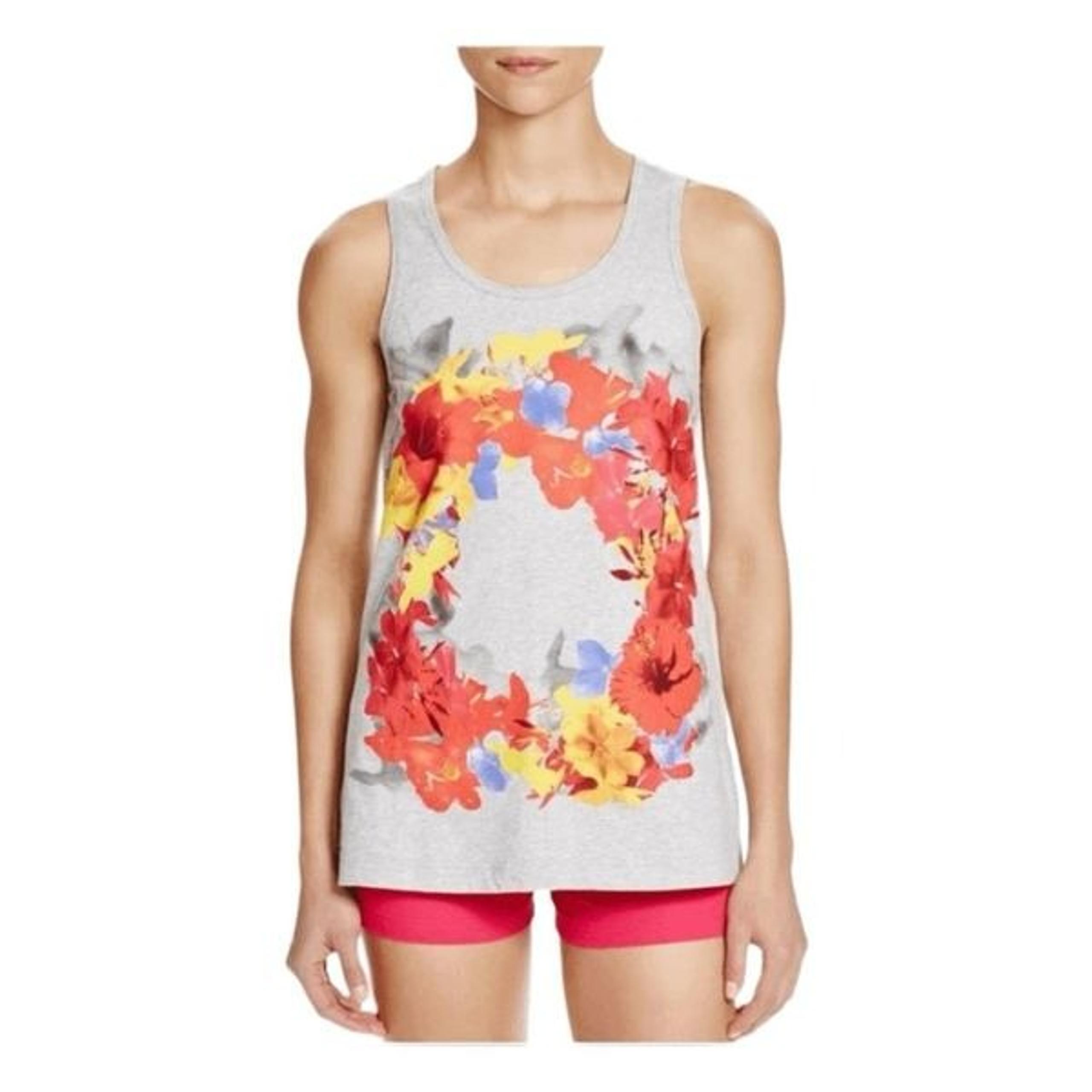 Adidas by Stella McCartney Essential Blossom Tank Top Gray Floral Print Athletic