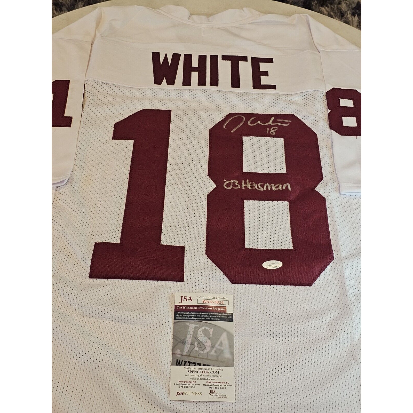 Jason White Autographed/Signed Jersey JSA COA White Custom Jersey