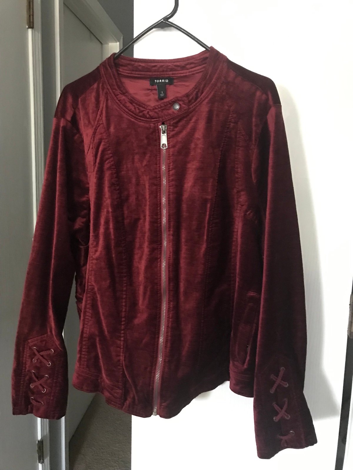 Torrid deep red suede motorcycle jacket size 3