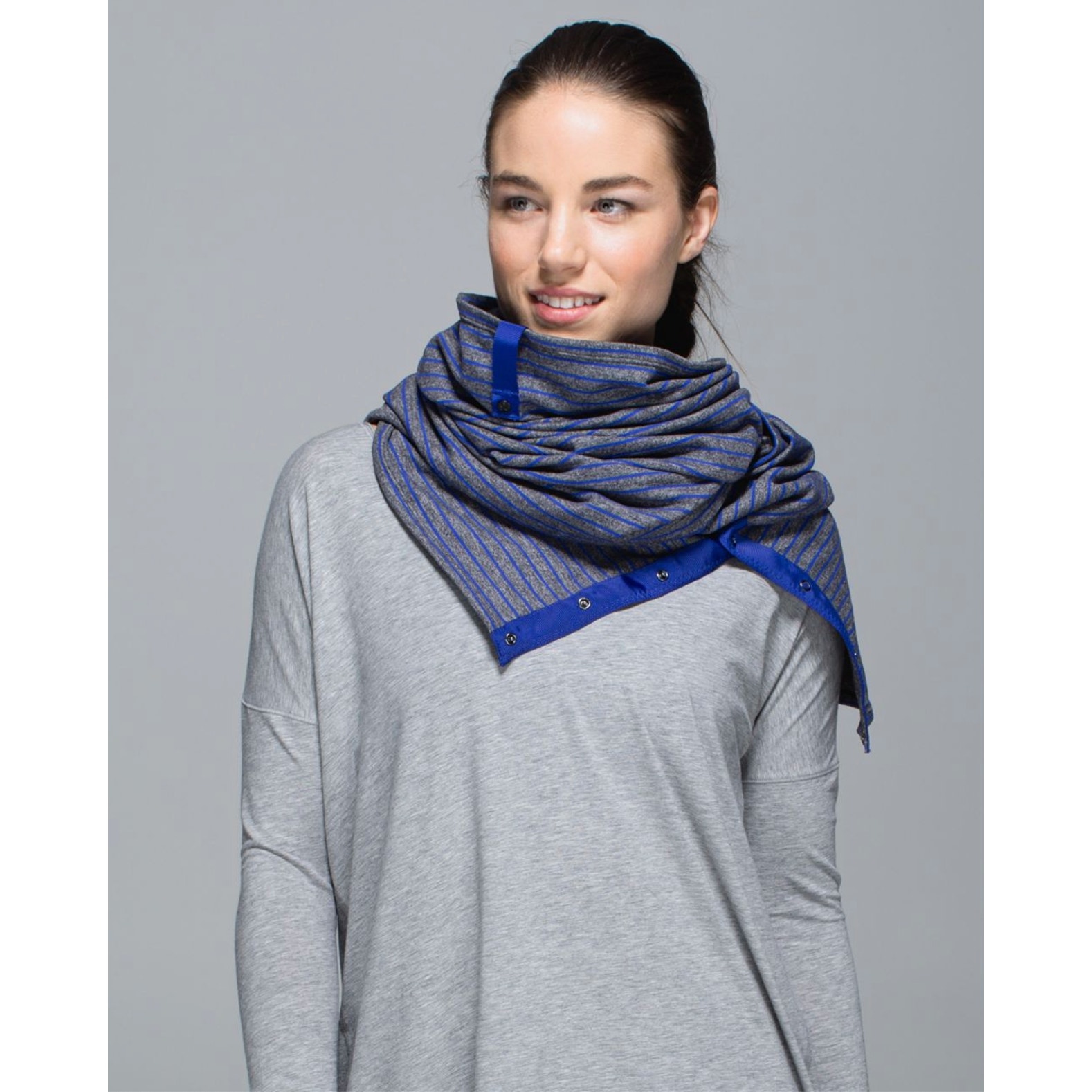 Lululemon Vinyasa Scarf - Rulu - Parallel Stripe Pigment Blue / Heathered Black